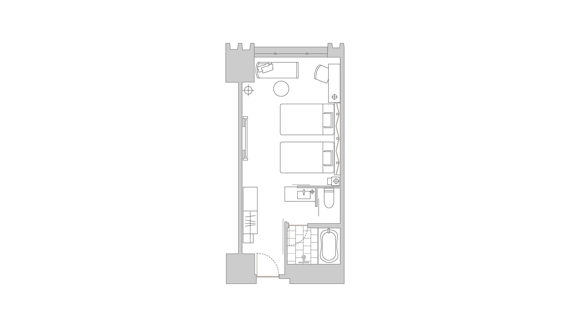 Club Twin / 37㎡ / Bathroom with washing area