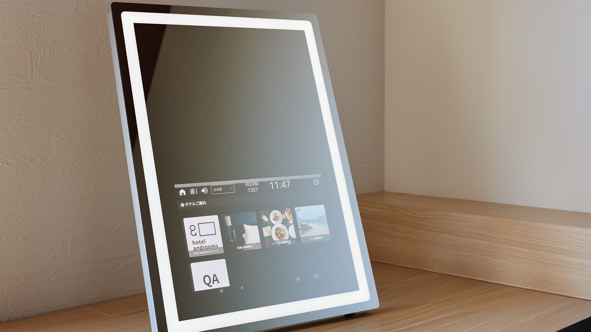 In-room tablet: Check the room facilities, restaurant, pool, sauna availability, etc.