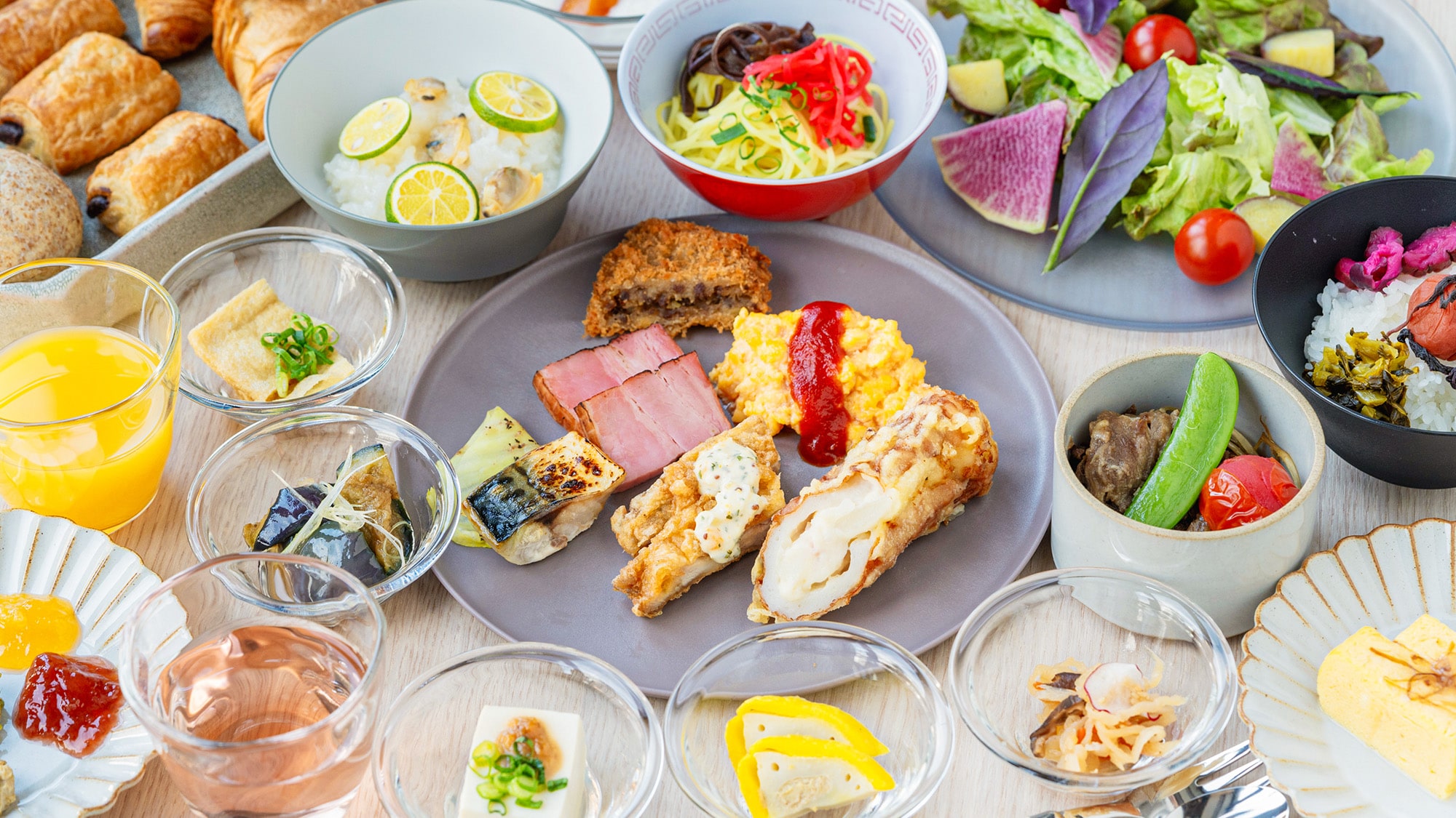 【自助早餐】請品嚐使用當地食材精心烹調的引以為傲的熊本料理。