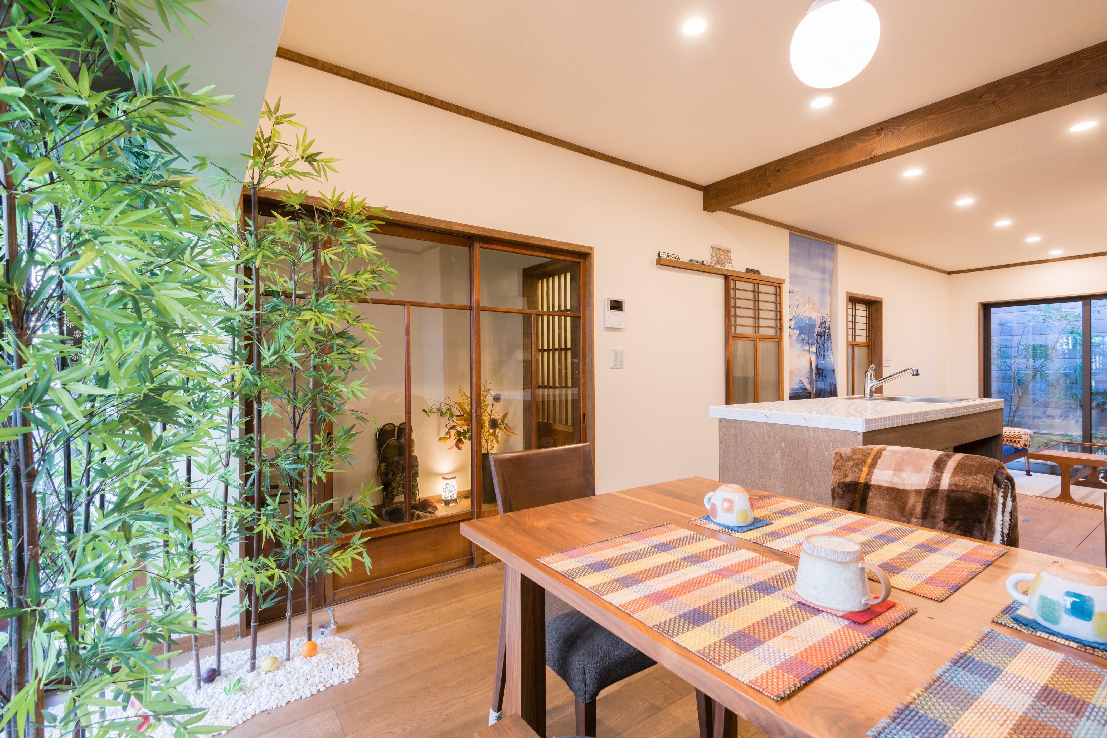 Panoramic view of the first floor living space from the dining area