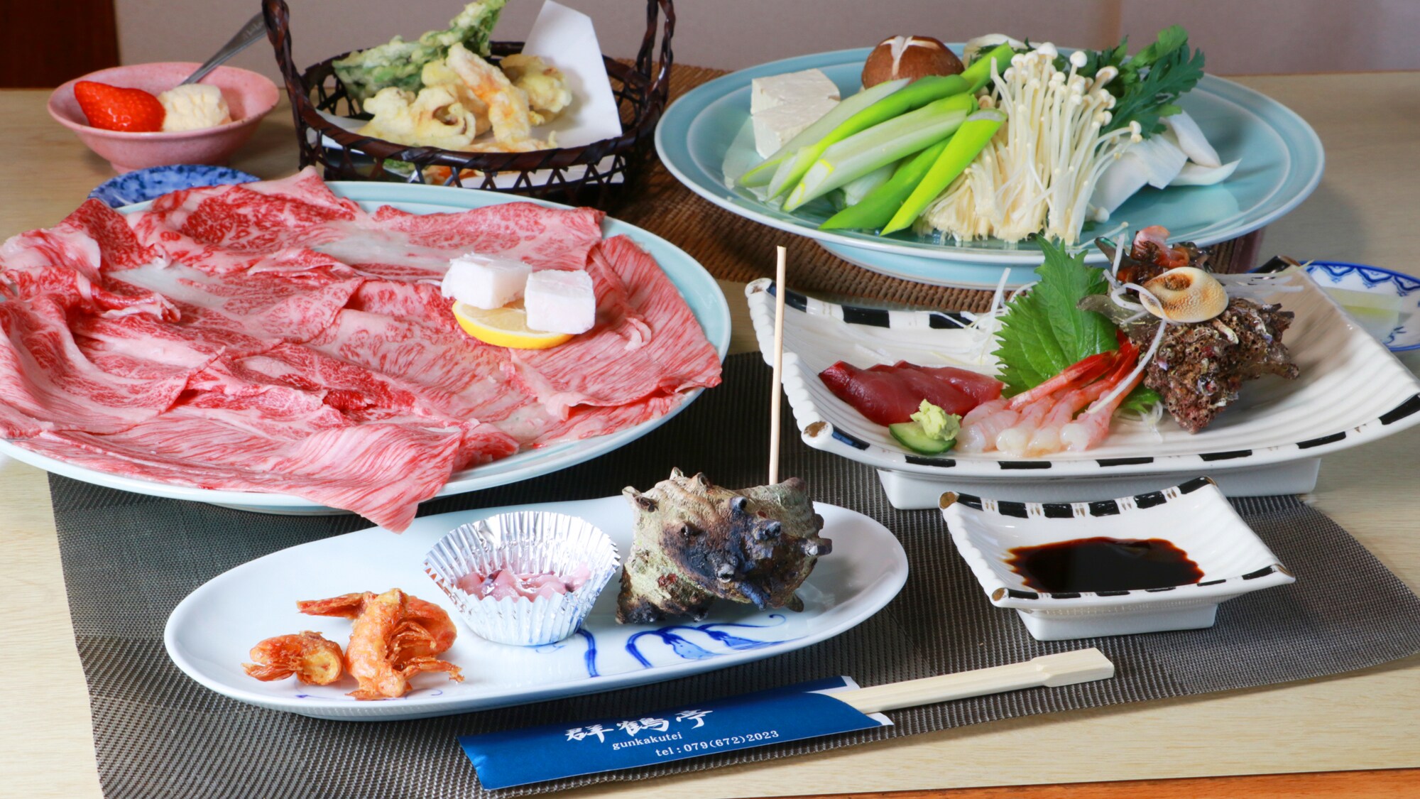 【但馬牛壽喜燒套餐】壽喜燒、時令生魚片、天婦羅套餐♪