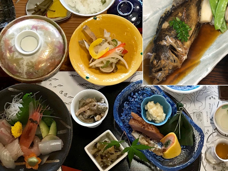 海鲜和水煮鱼等海鲜怀石料理晚餐