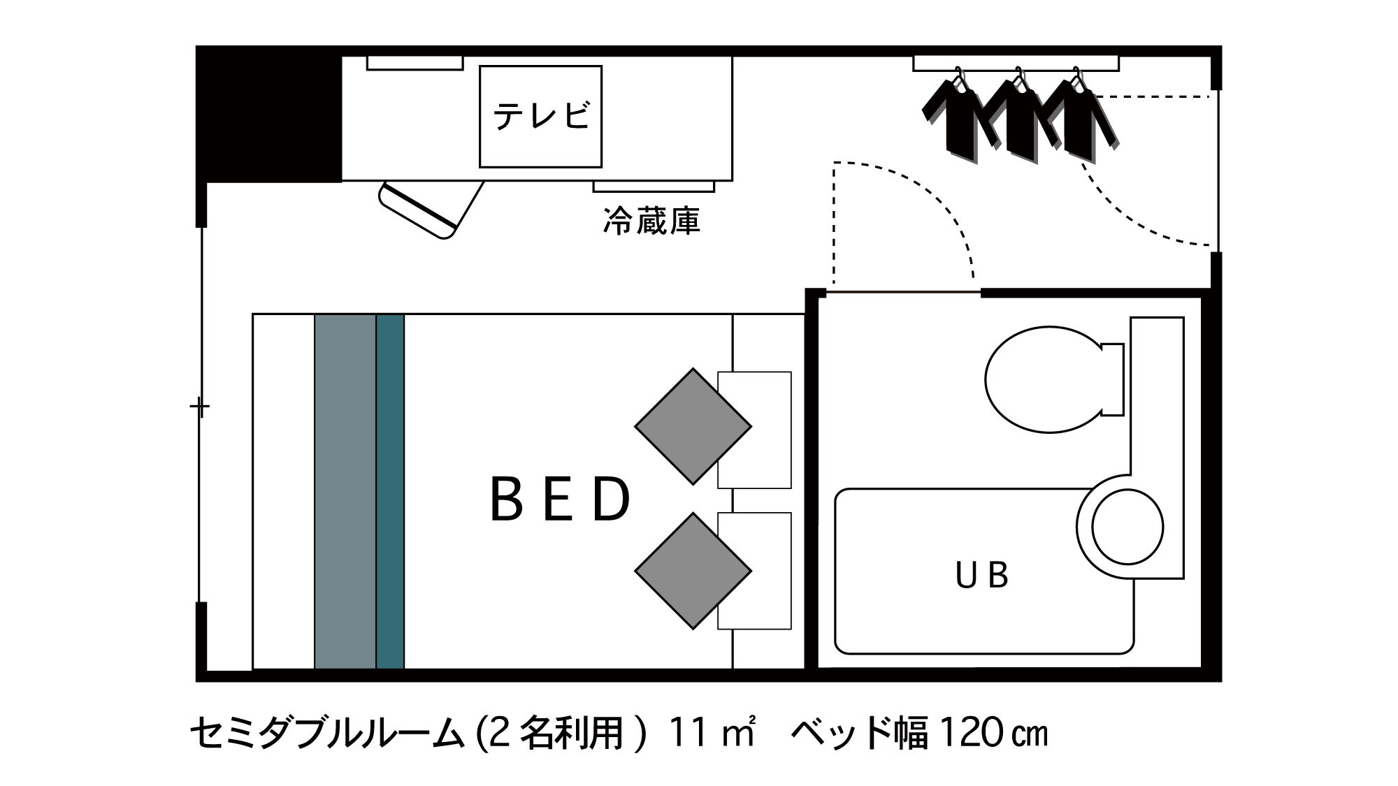 ◇Semi-double room◇ Floor plan