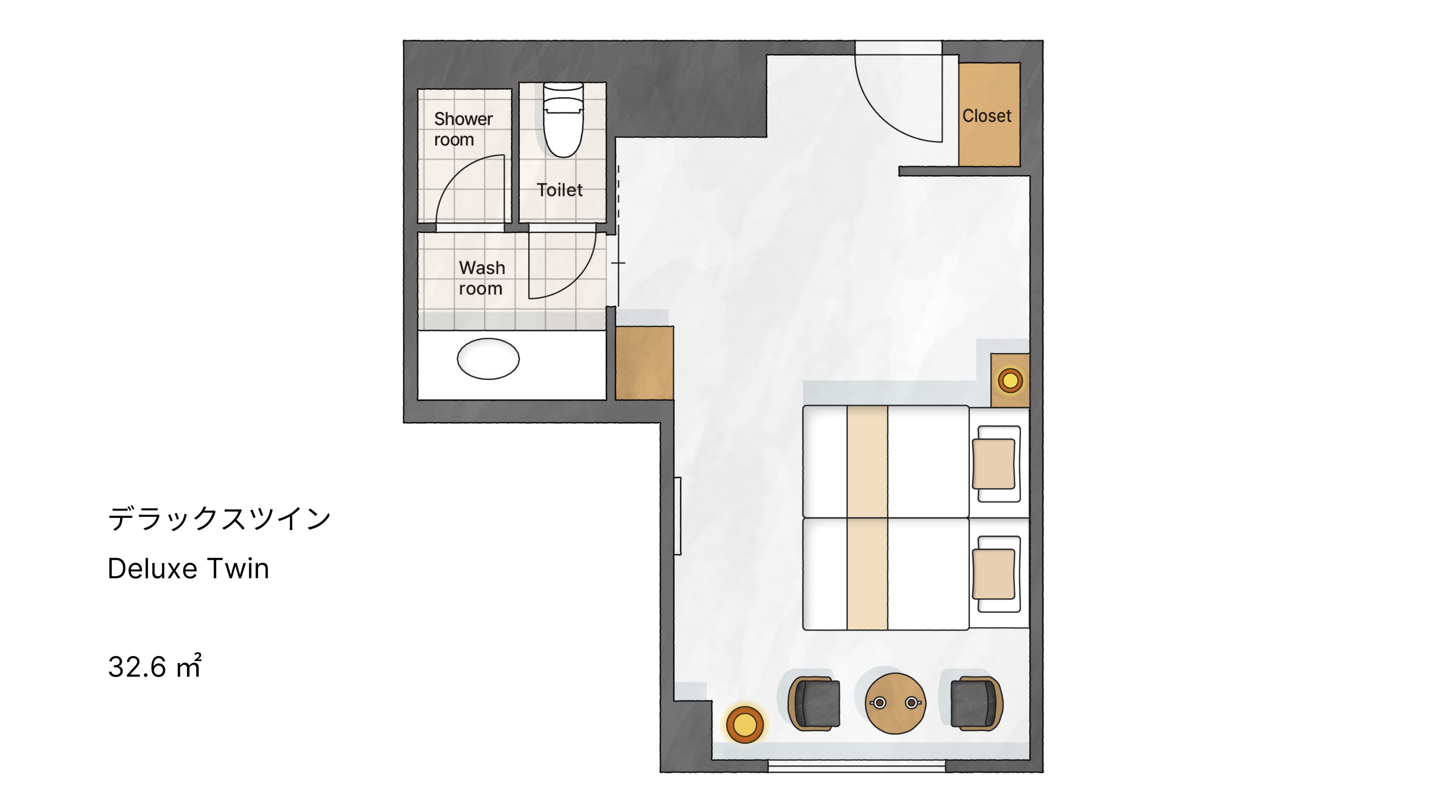 Example of a Deluxe Twin Room Layout