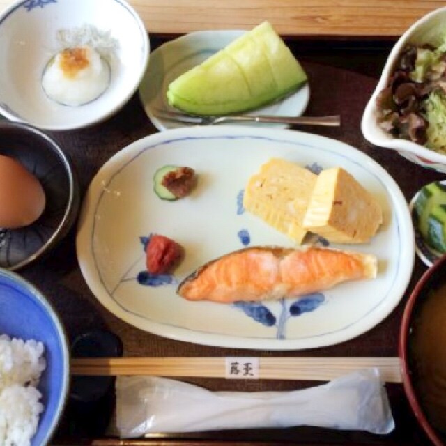 Japanese breakfast with local ingredients