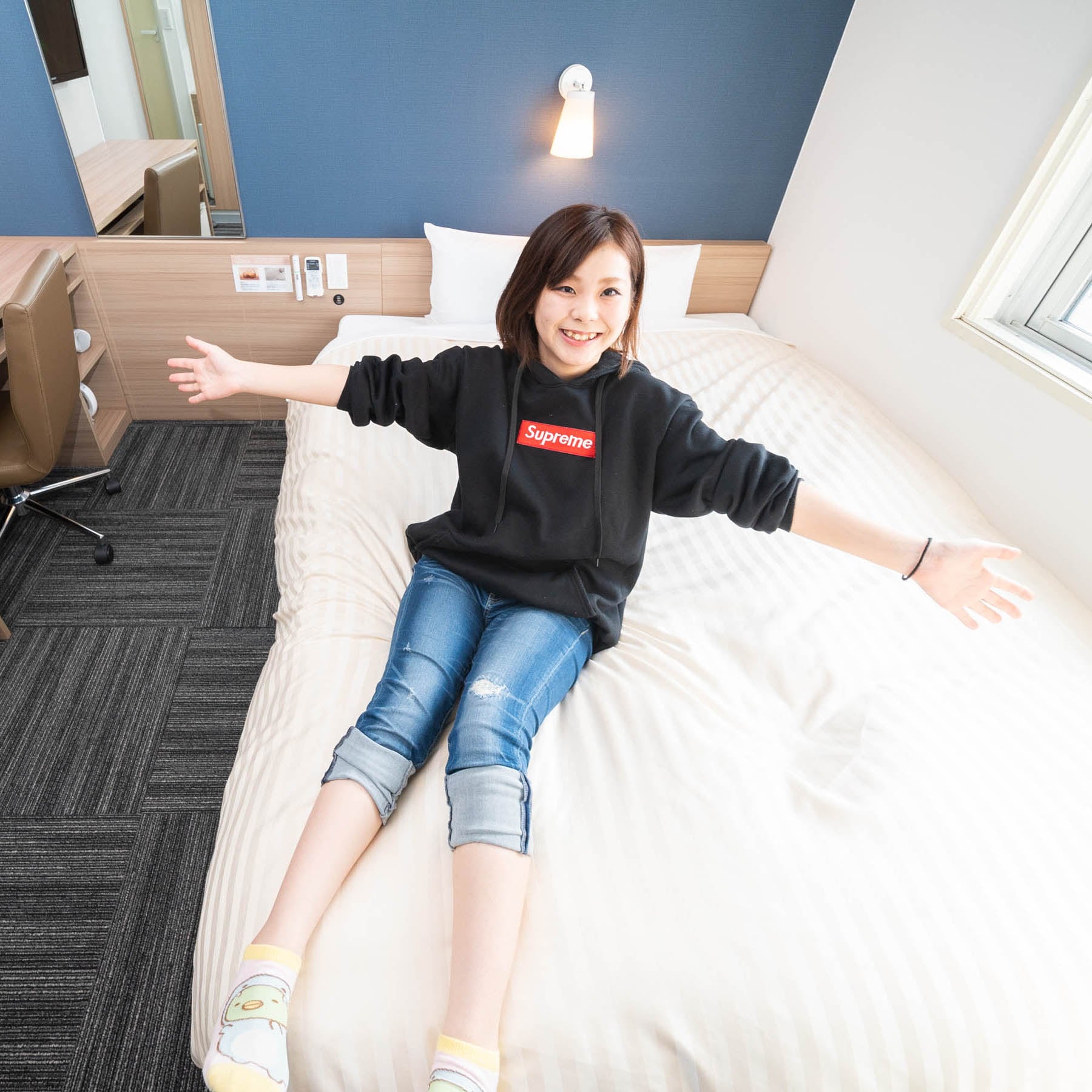 *全室＜１５００×２０００＞☆快眠幅広ダブルベッド装備*