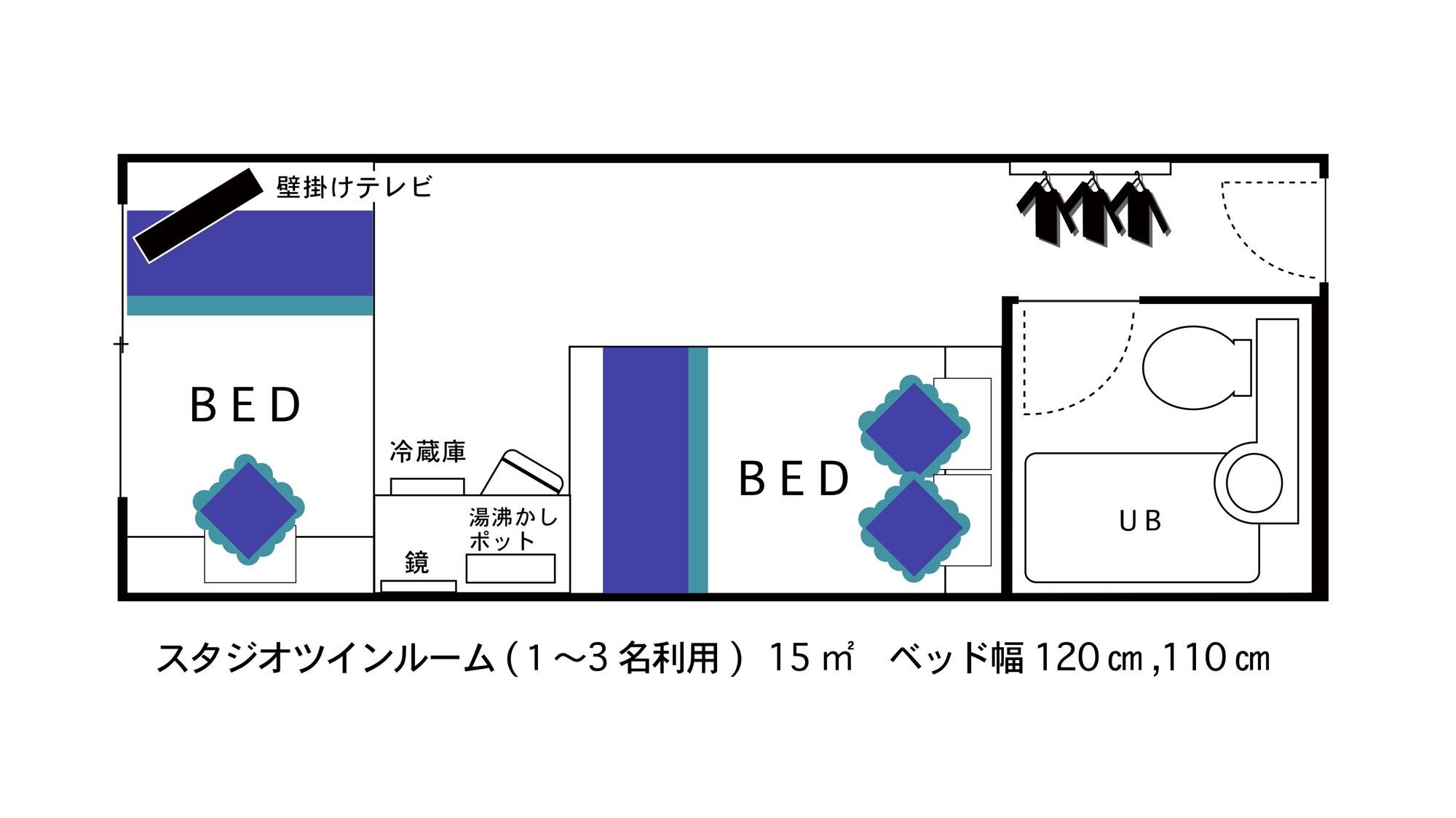 Studio Twin Room Floor Plan