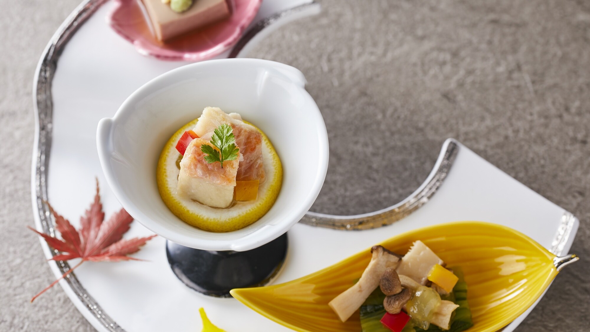 [Local Delights Kaiseki Course] Autumn (September-November 2026) Appetizer: Autumn Equinox Colors - Three-Dish Platter