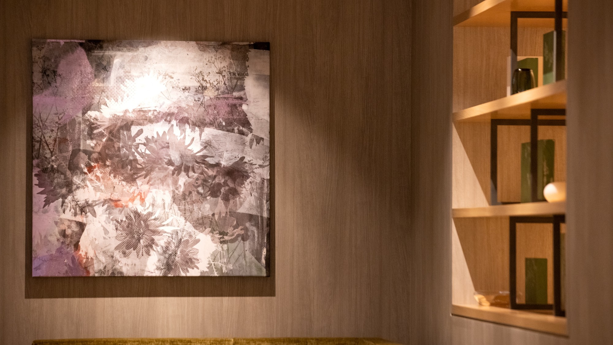 The silk screen displayed in the hall is the work of Mr. Stewart Russell, who lives in Australia.