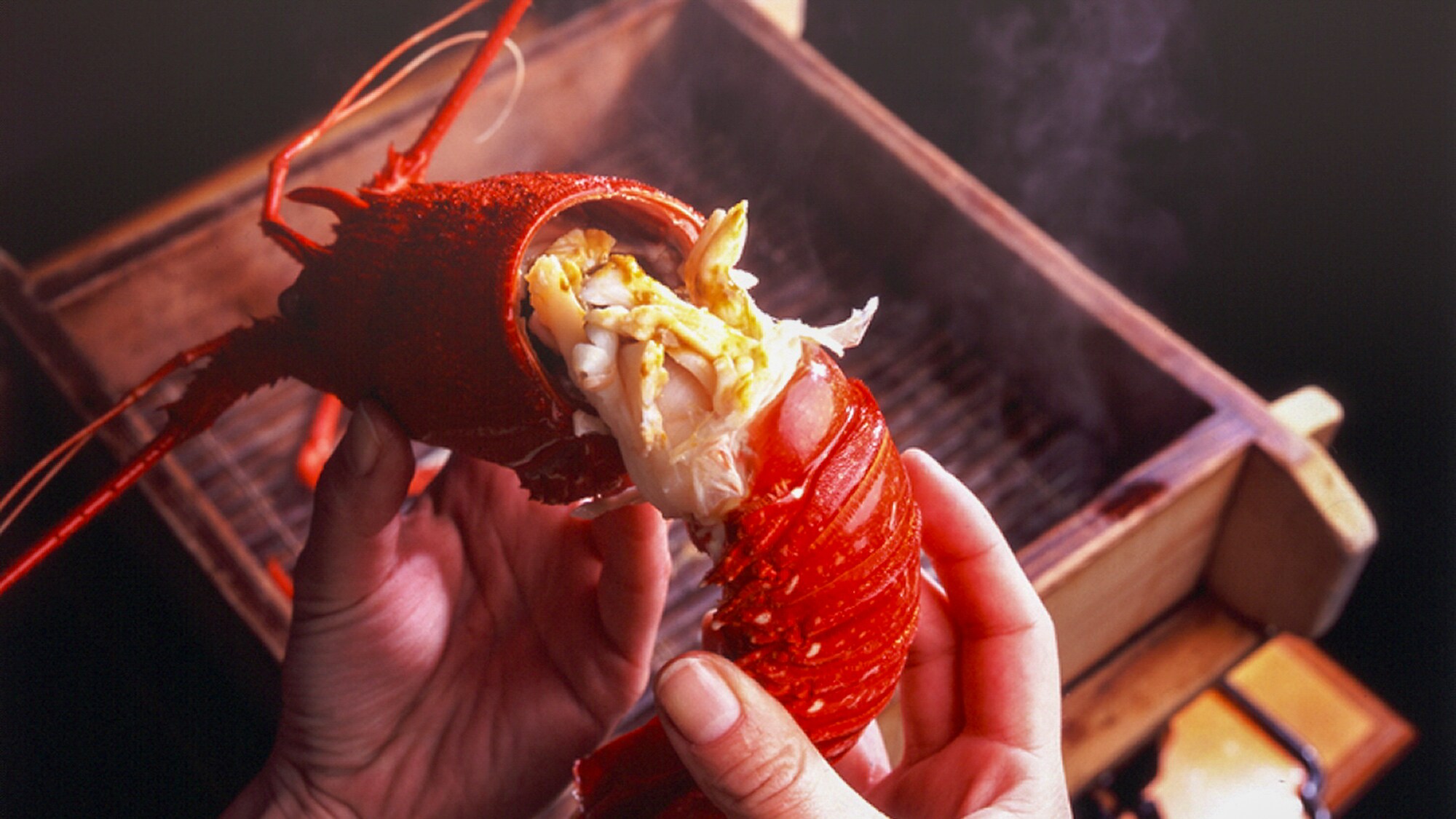 Steamed spiny lobster hot spring