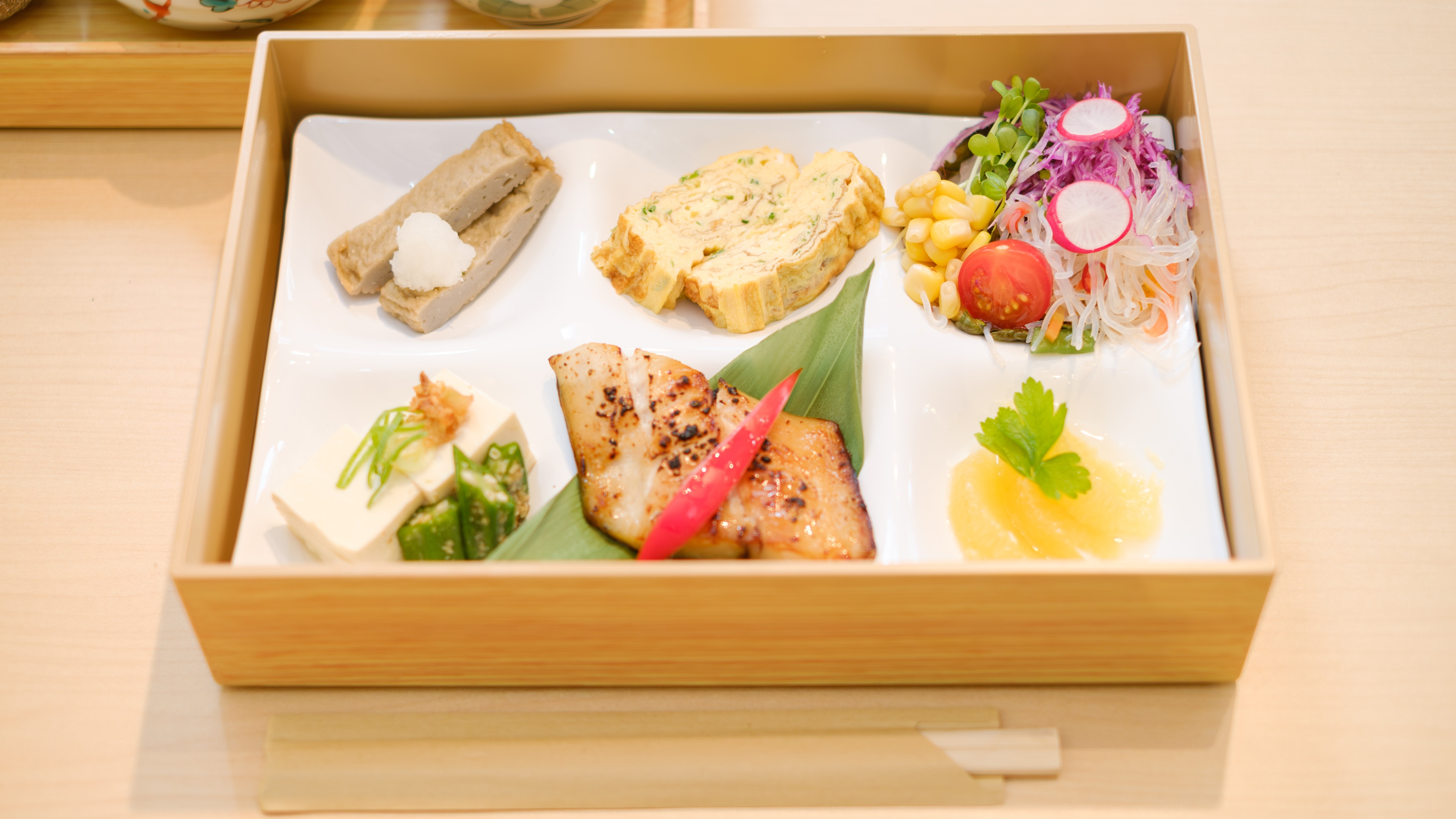 Breakfast: Restaurant "RAF LOUNGE" - "Ehime's Bounty Breakfast Set" featuring fresh local ingredients.