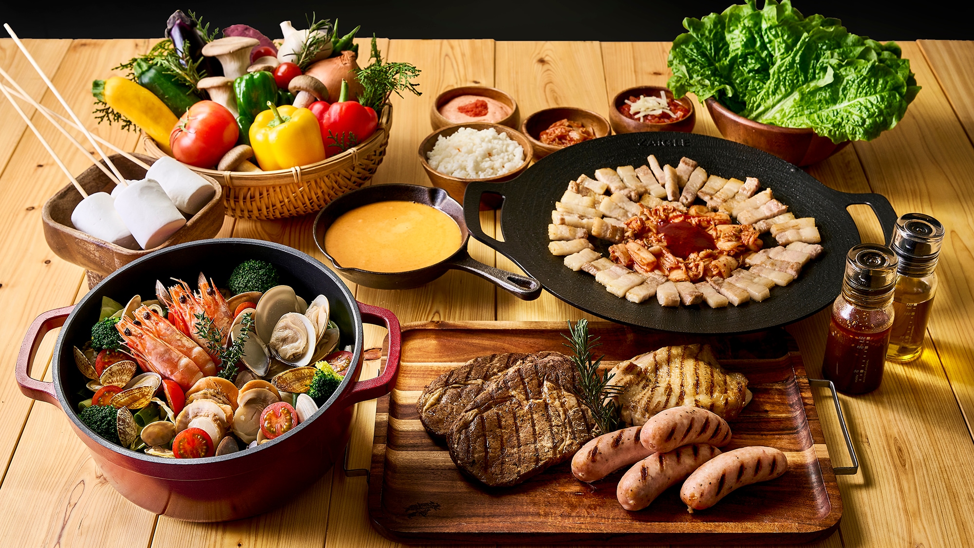 [BBQ cao cấp] [Xuân/Hè/2025] Lẩu hải sản bouillabaisse kèm sườn bò. Một bữa tiệc nướng sang trọng để trang trí bàn tiệc của bạn