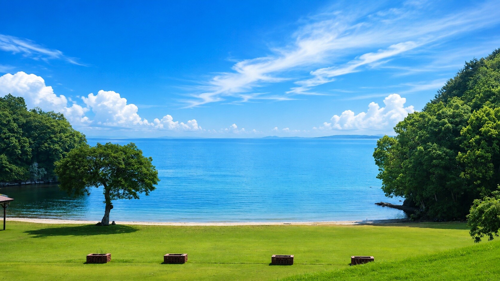 [ชายหาด] ชายหาดที่หันหน้าเข้าสู่อ่าวโอมูระอันเงียบสงบ