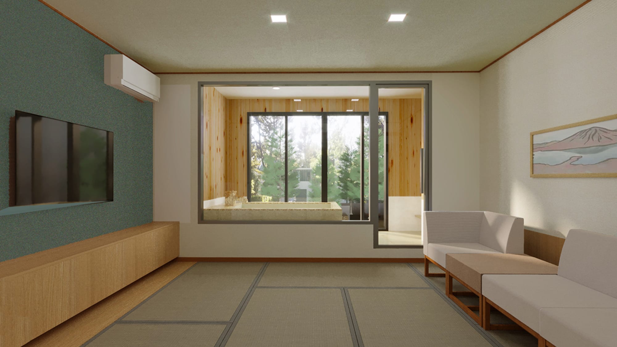 [With semi-open-air bath] Japanese-style room | To be renovated in April 2025 *Drawing of planned completion