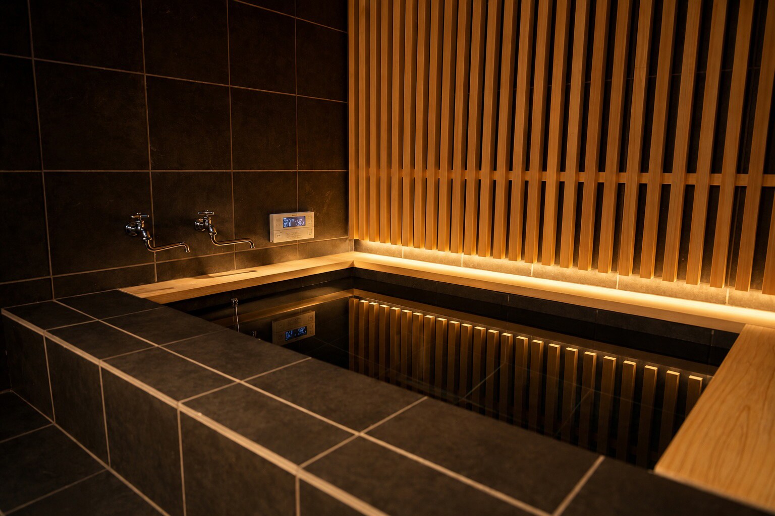 A private bath filled with the scent of cypress wood.