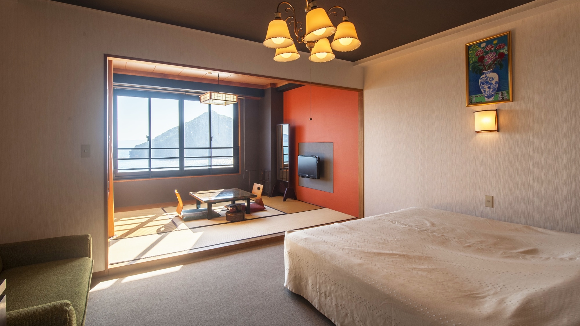 Tempat tidur king kamar Jepang dan Barat
