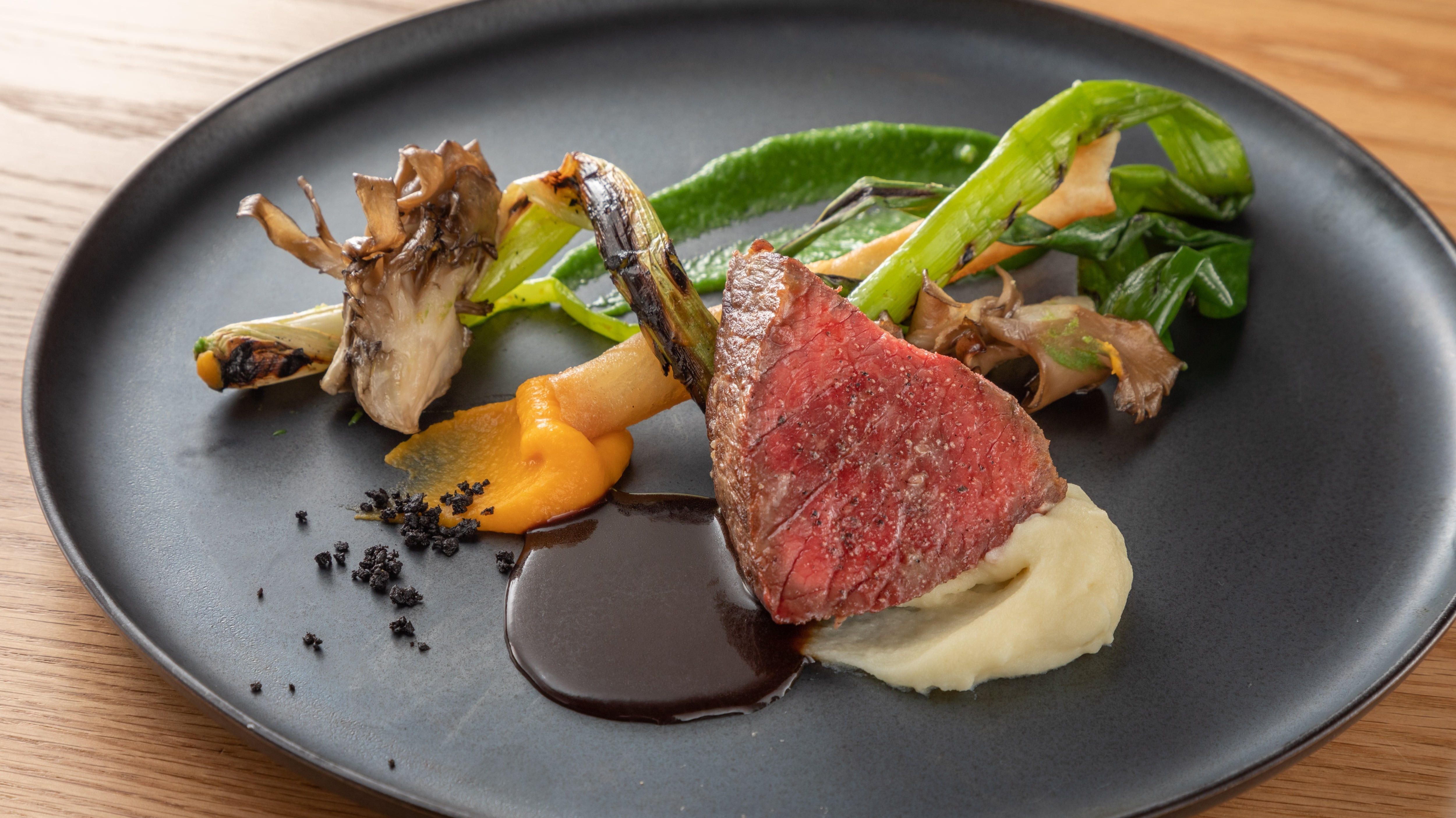 An example of a dinner course. The menu will change depending on the season and the availability of ingredients.