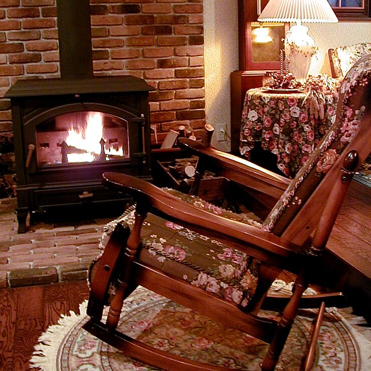 Rocking chair and wood stove