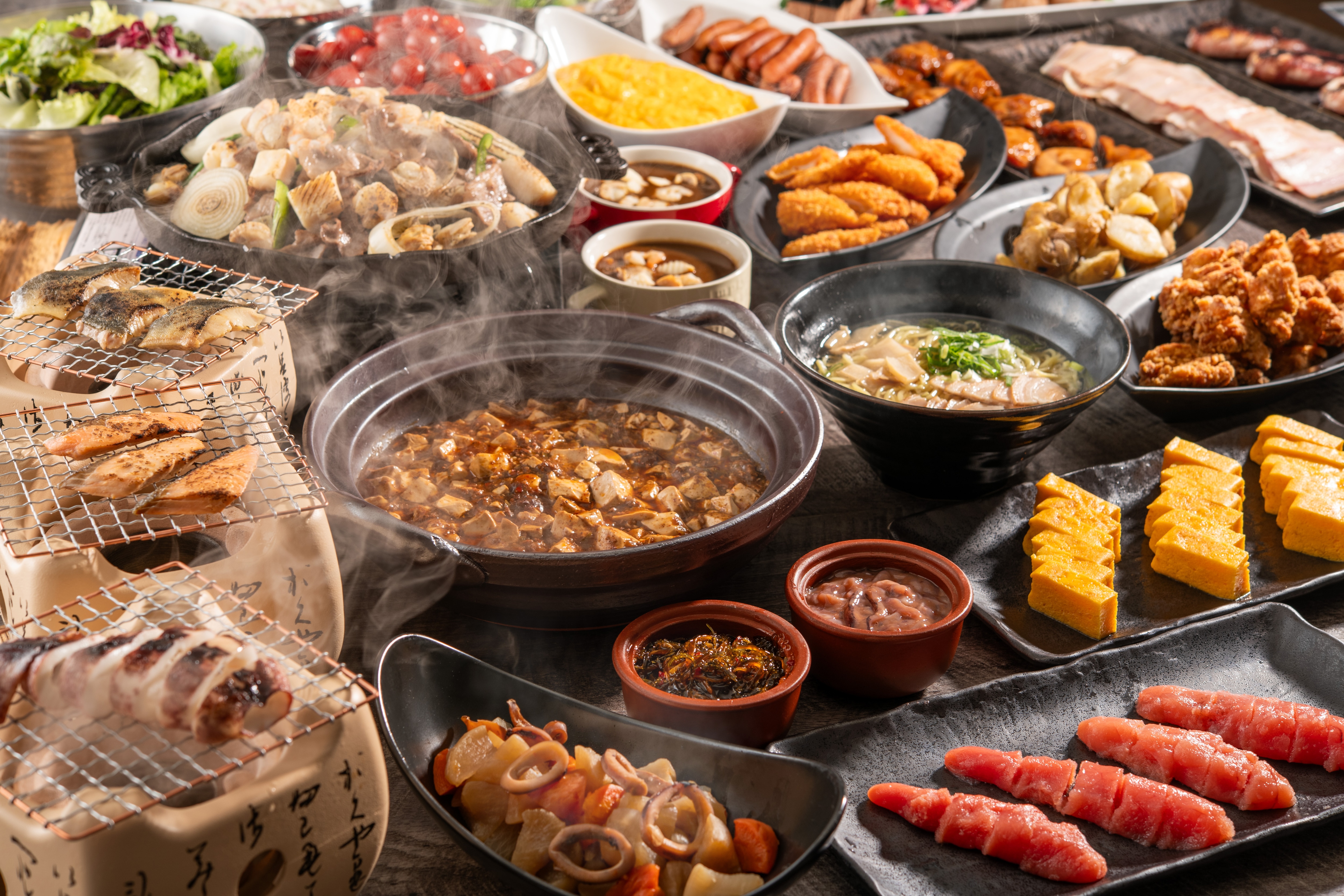 Bữa sáng tự chọn kiểu Nhật, phương Tây và Trung Quốc với các nguyên liệu từ Hokkaido