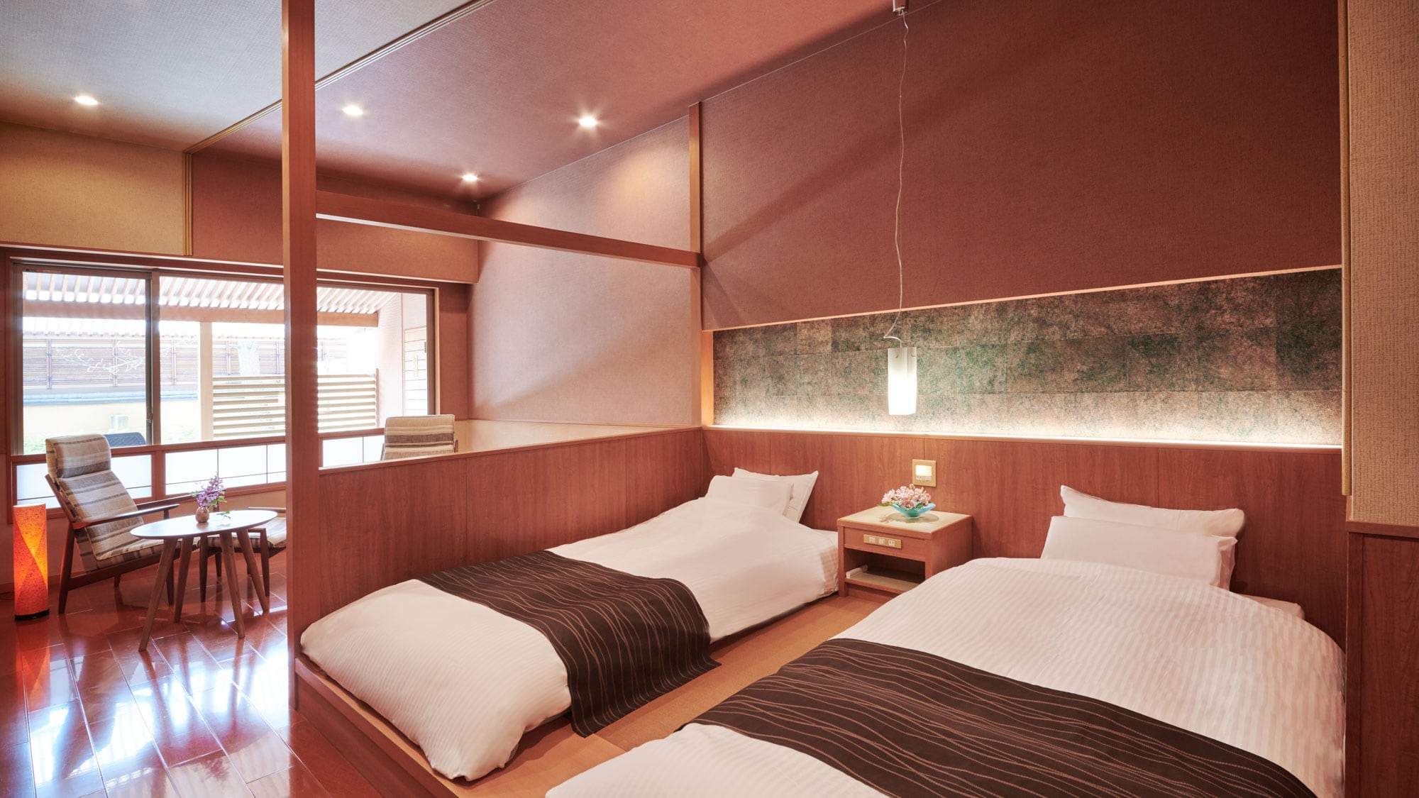 Villa Miyu Suite Japanese-Western style room with open-air hot spring bath, courtyard side (65 square meters)