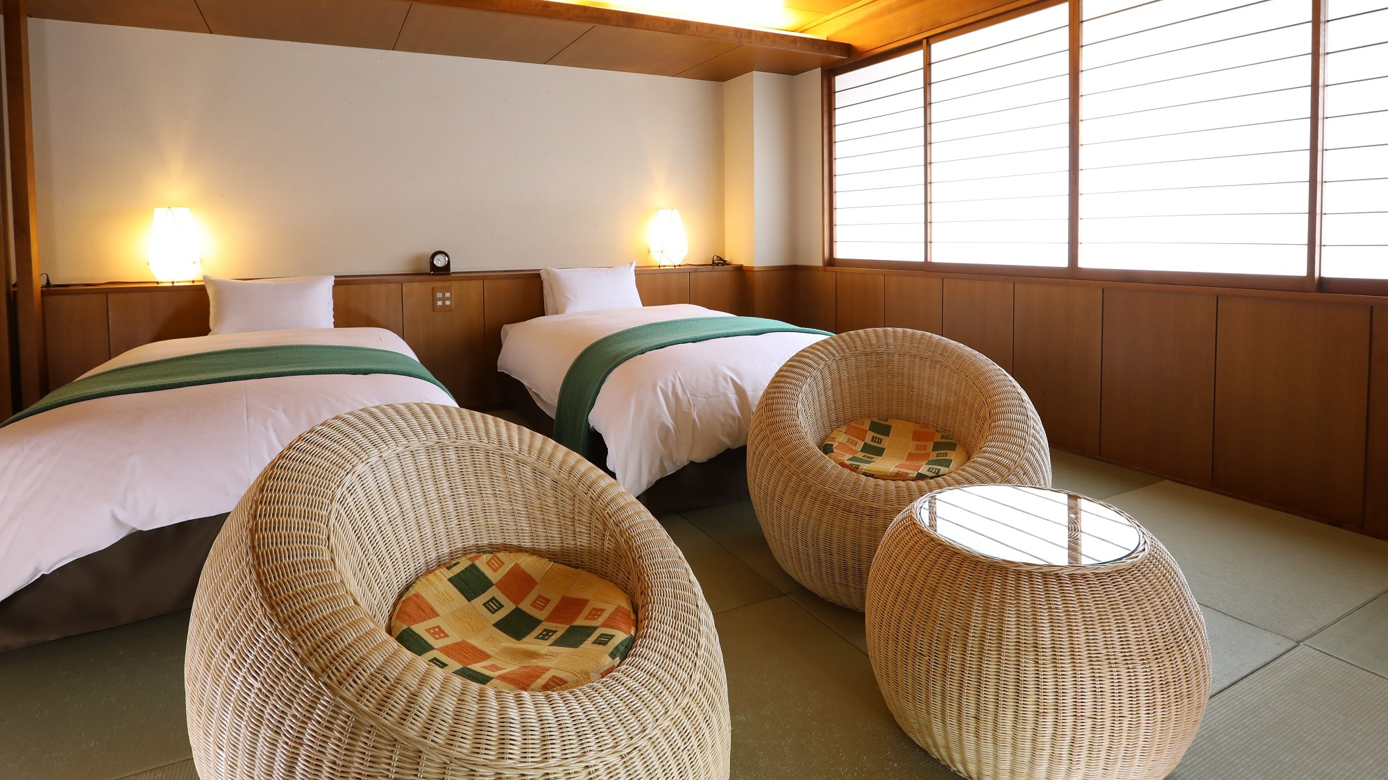 [Modern Japanese style twin] Rooms with different designs [Non-smoking] 1 to 3 people