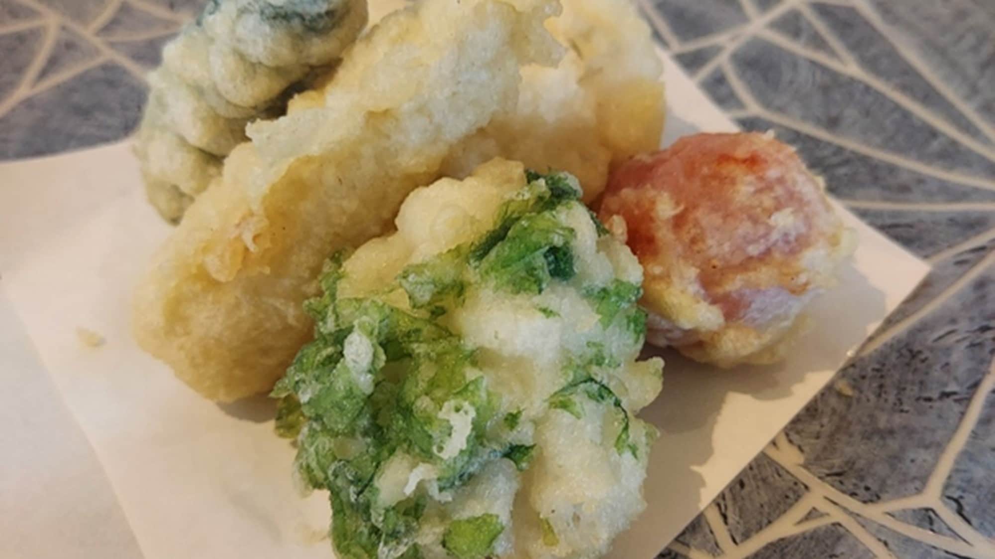 Plan perk: Tempura of conger eel from Awaji Island and summer vegetables.