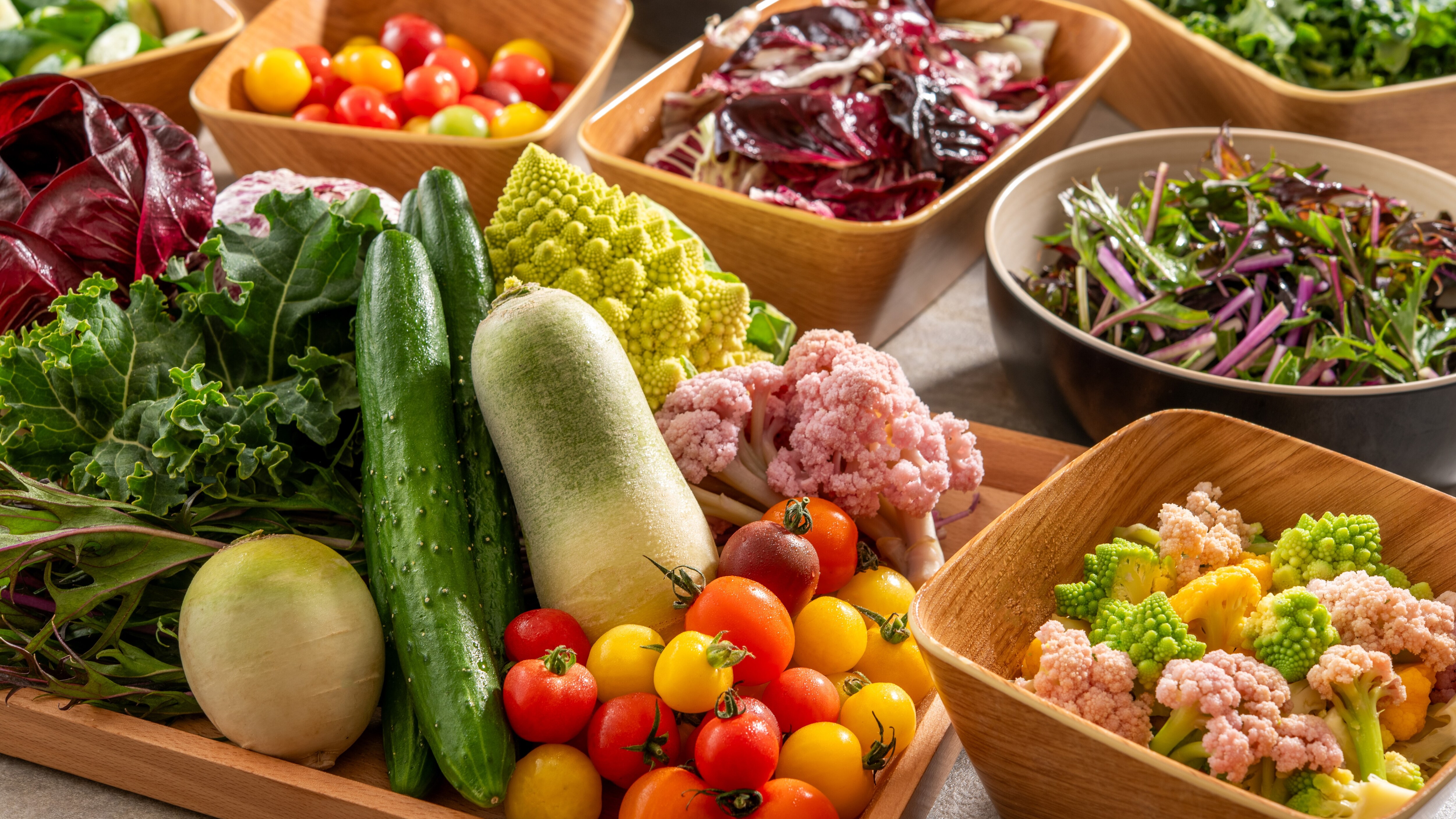 A breakfast buffet with plenty of local ingredients