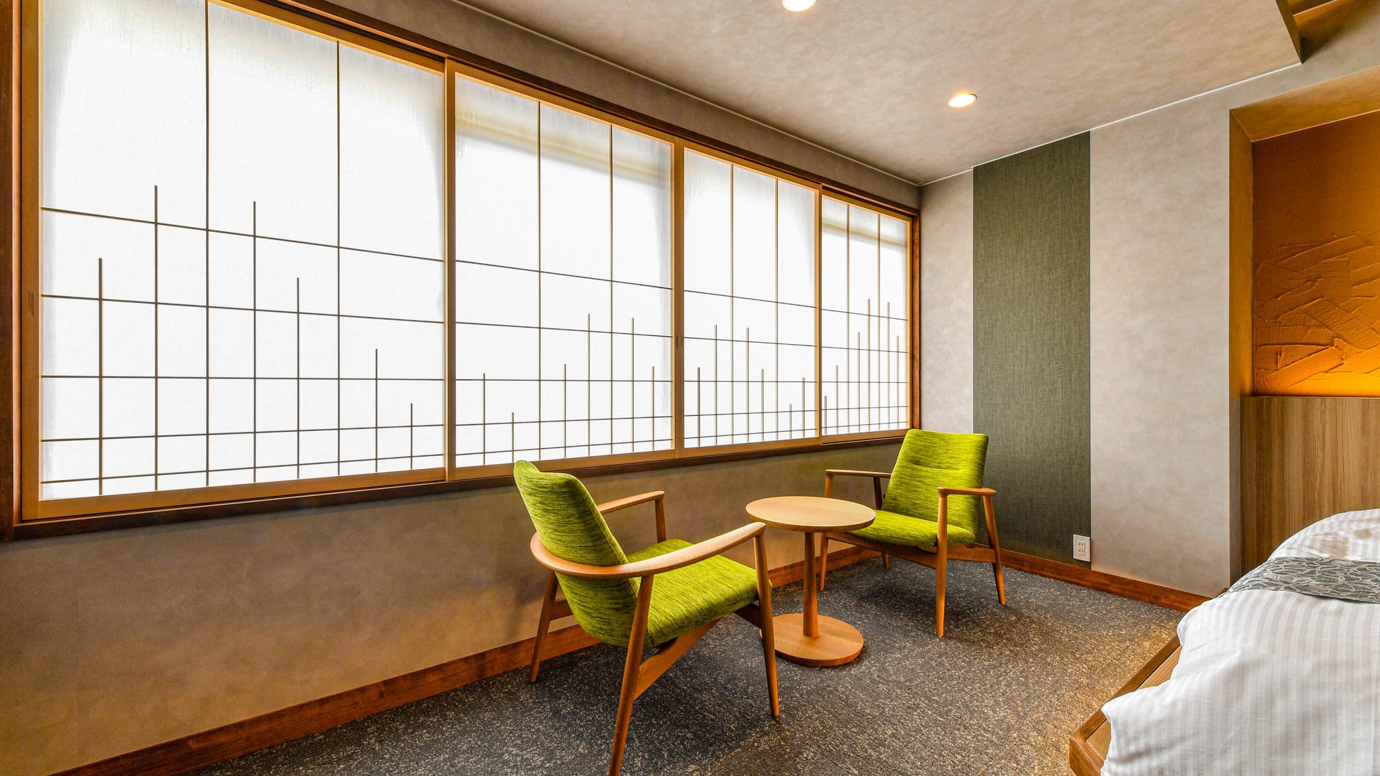 Japanese modern room with 2 double beds