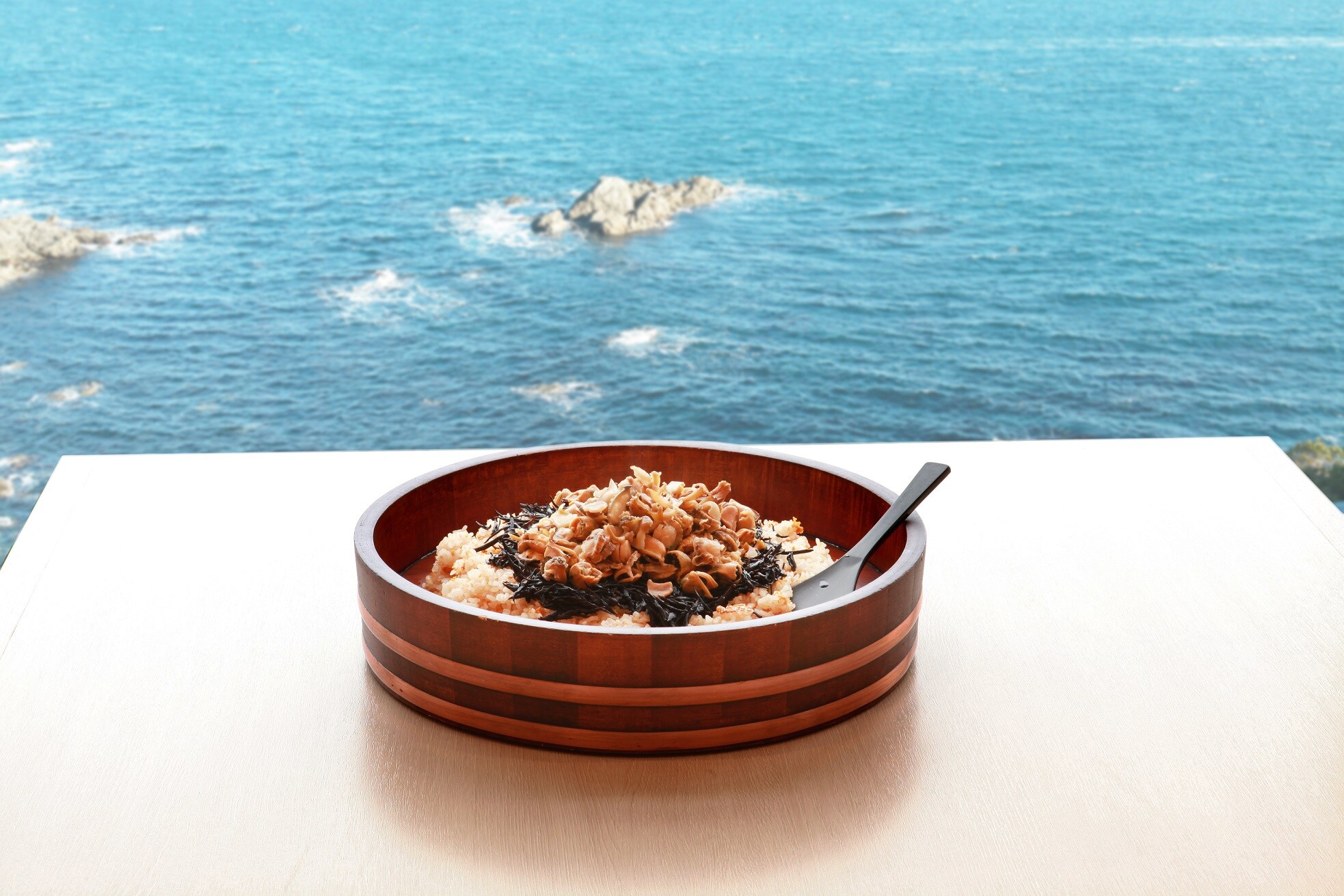Enjoy seafood breakfast at a restaurant overlooking the sea
