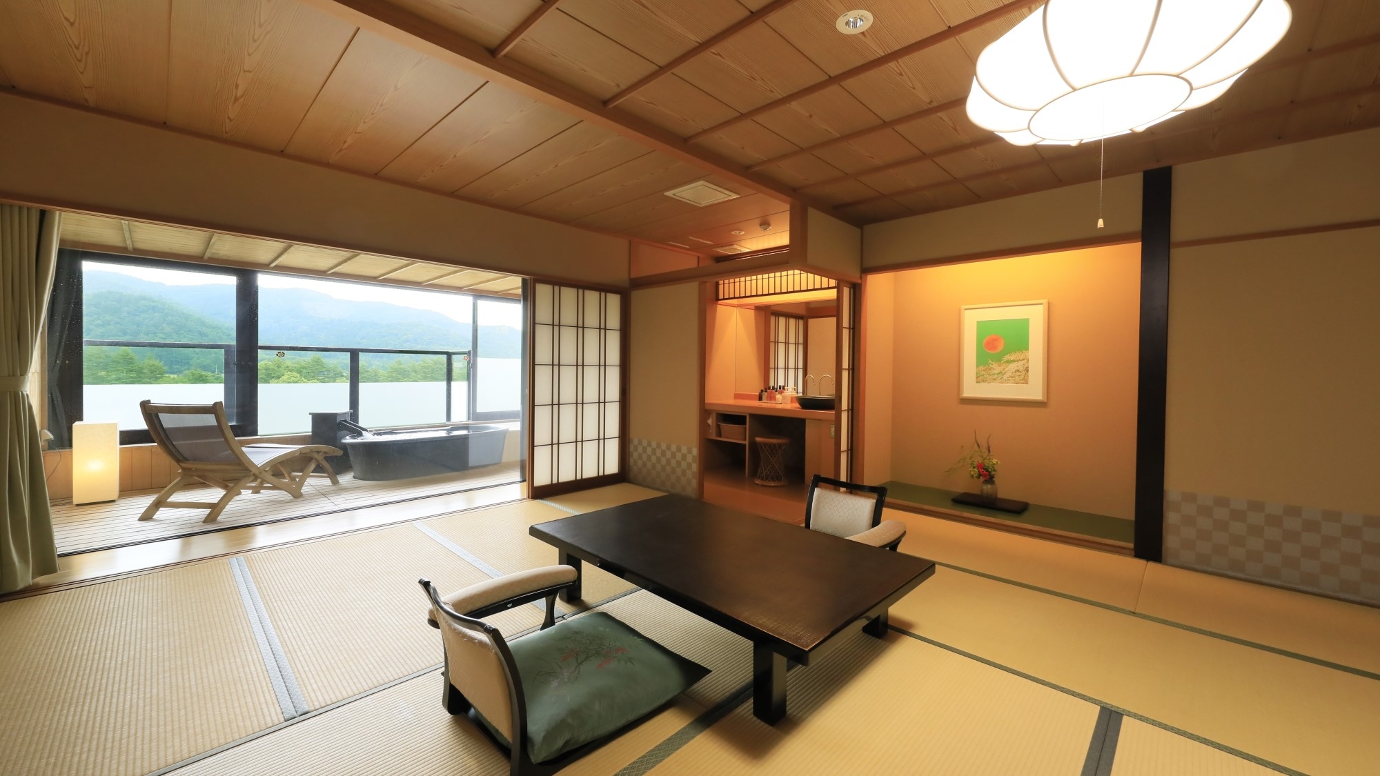 [Yuraku no Yakata Midori] Kamar bergaya Jepang dengan bak mandi terbuka 13 tikar tatami