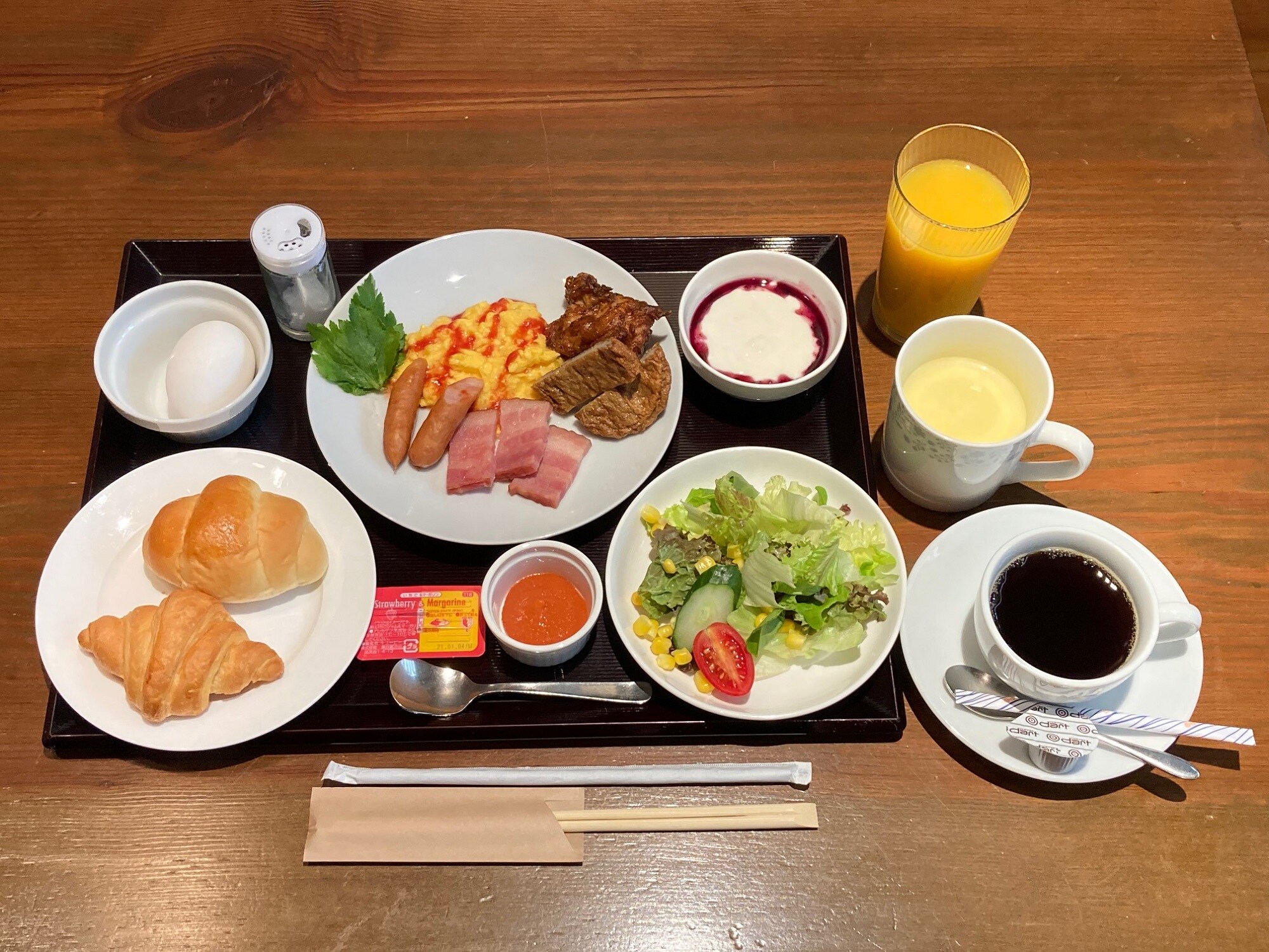 "Western set meal" Currently, the breakfast format is changing. You can choose Japanese or Western at check-in.