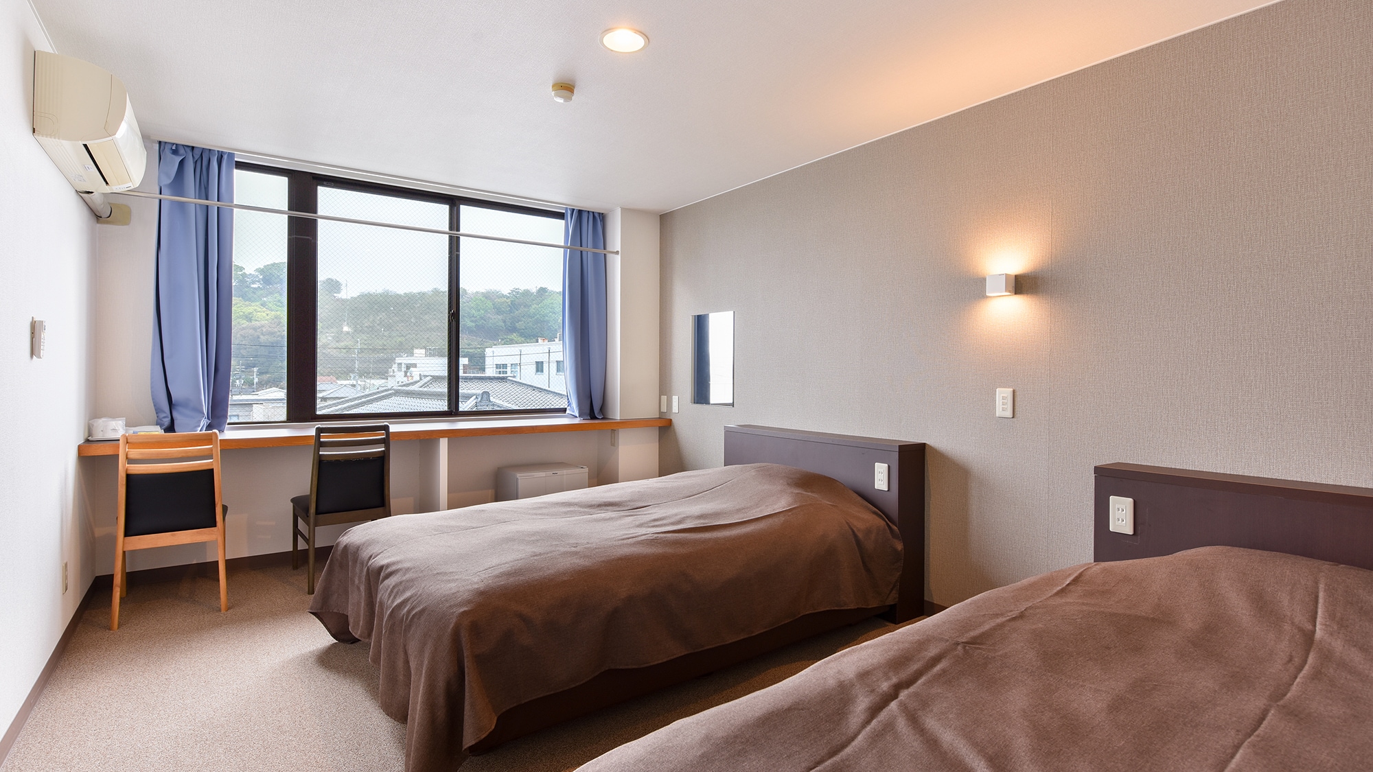 *<ปรับปรุงใหม่>【ตัวอย่างห้องทวินปลอดบุหรี่】ห้องพักทุกห้องมีเตียงเซมิดับเบิลกว้างขวาง!