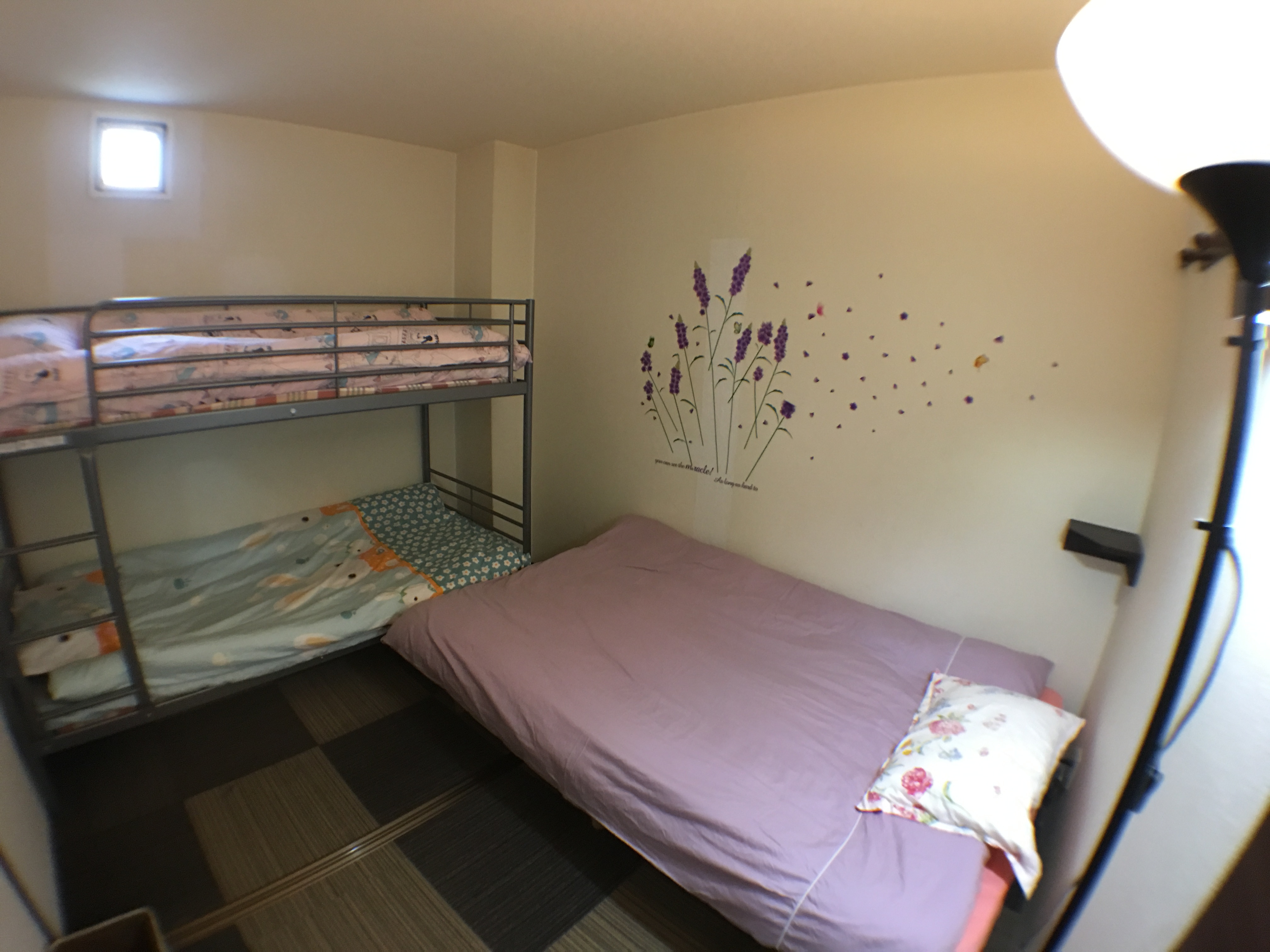 A room with bunk beds