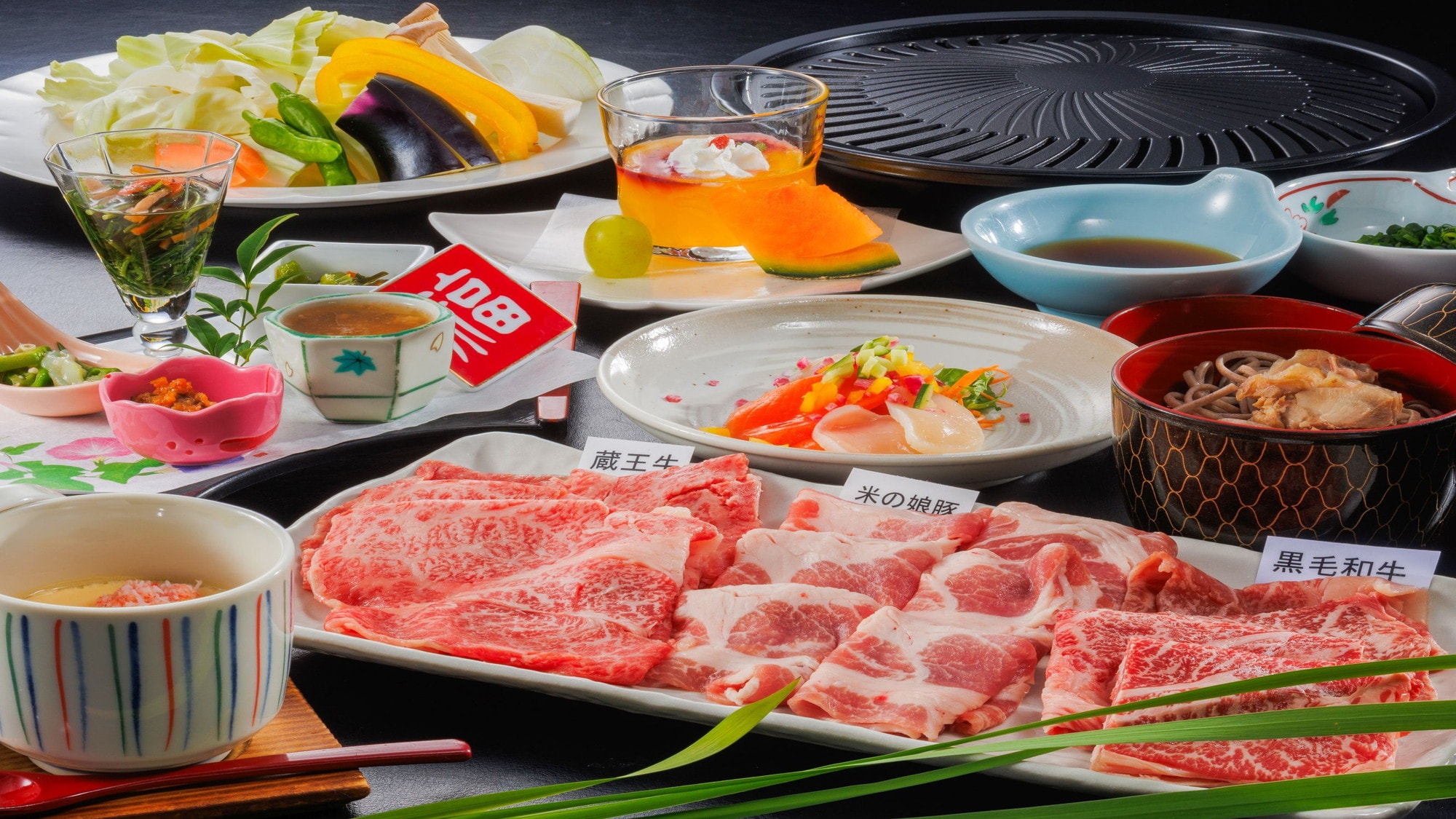 【新特產“三種肉比較”烤肉套餐】奢侈地享用藏王牛、黑毛和牛、米根娘豬♪
