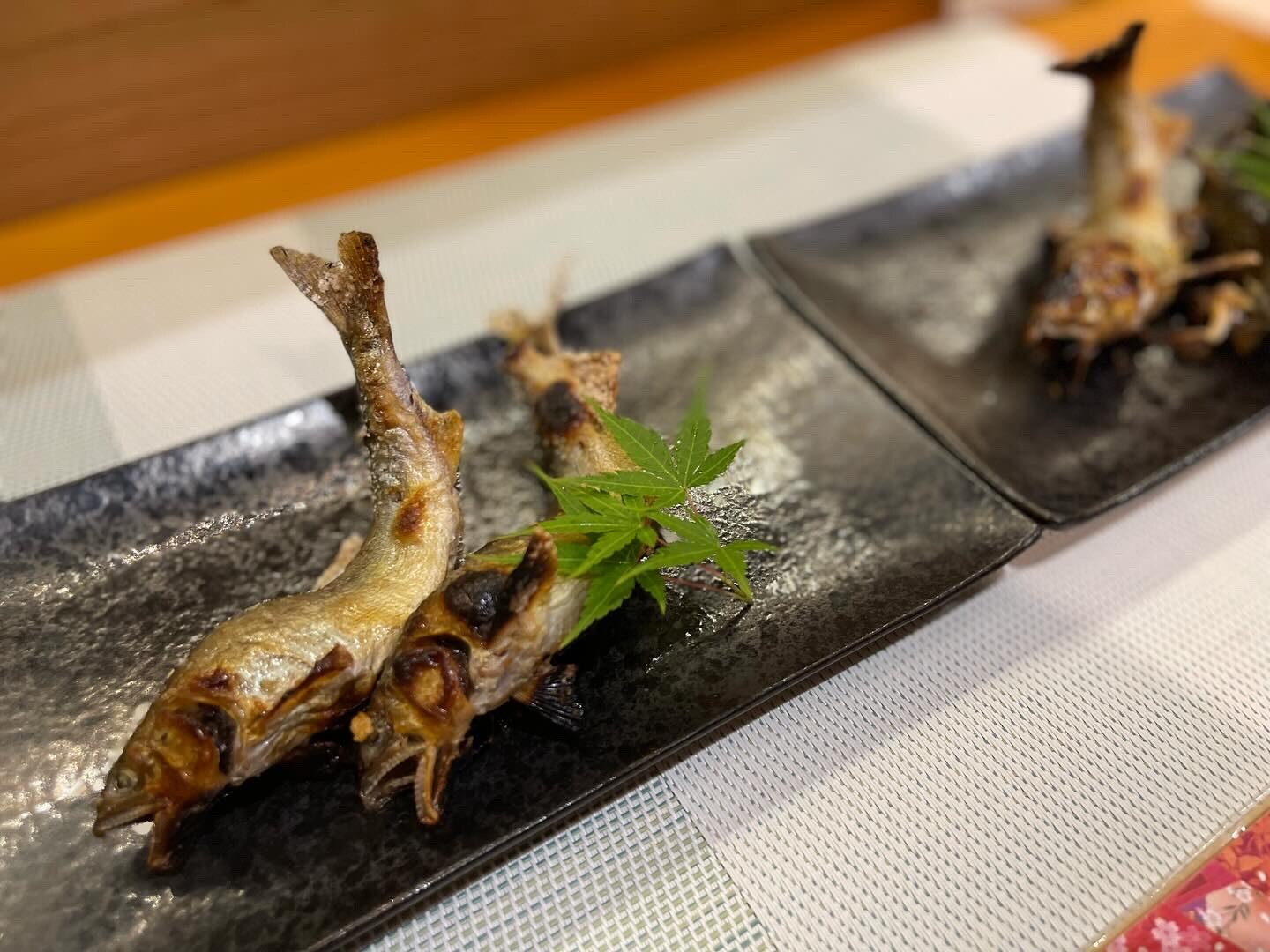 Yoichi's specialty dish: salt-grilled sweetfish