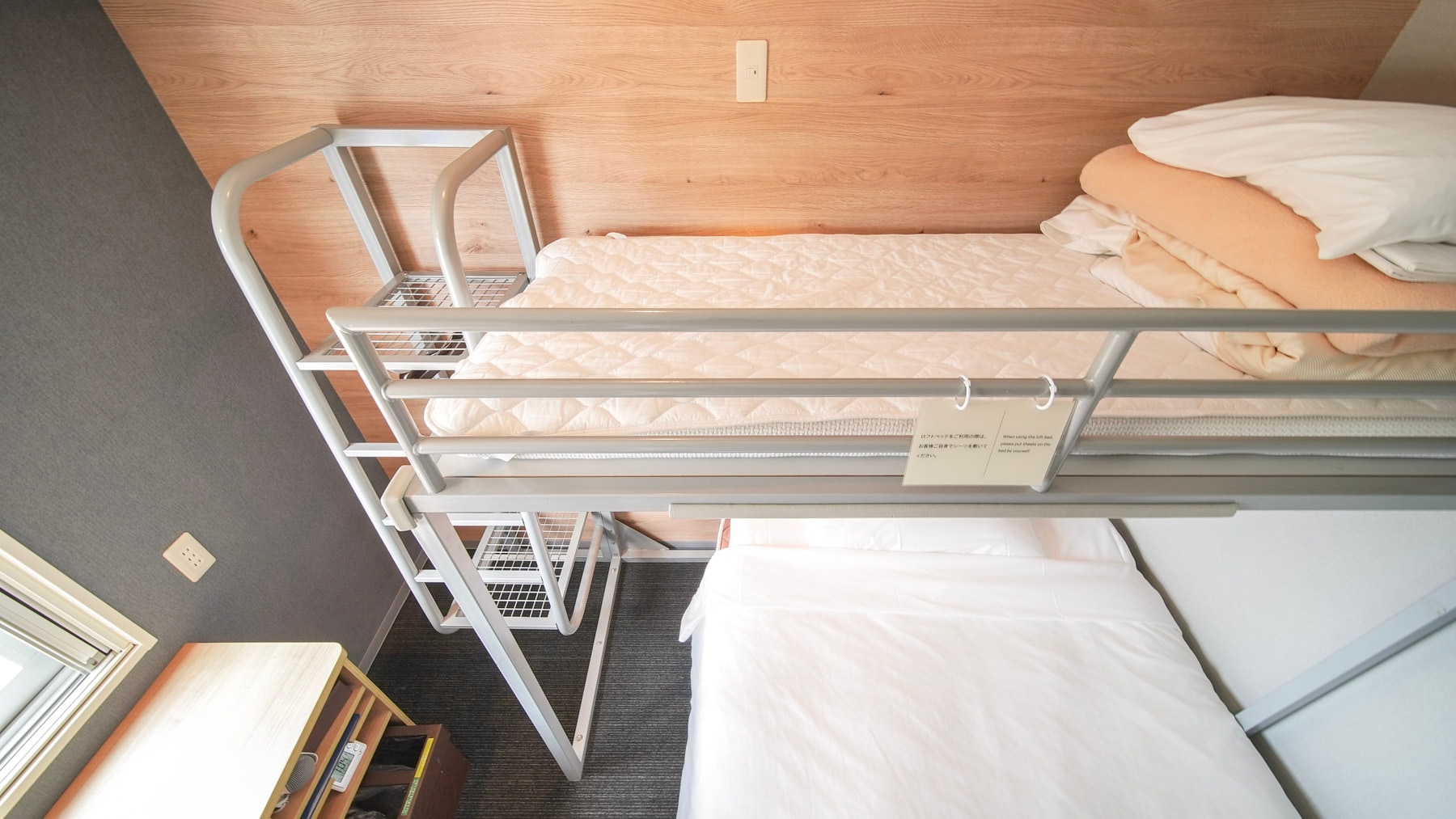 The loft area can also be used to store luggage.