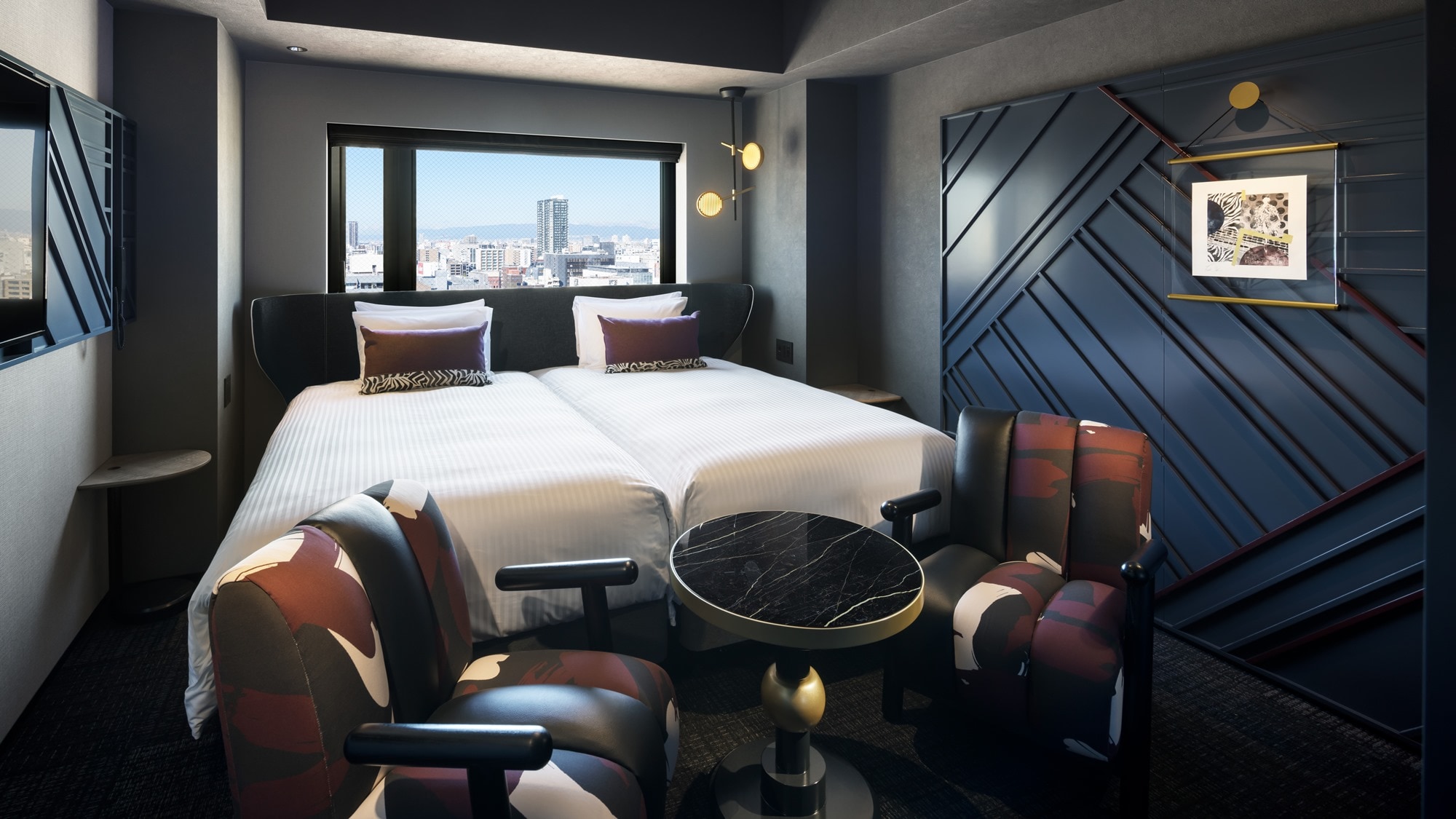 ◆Privilege Twin Living｜Higher floor guaranteed. 2 single beds with a width of 110 cm