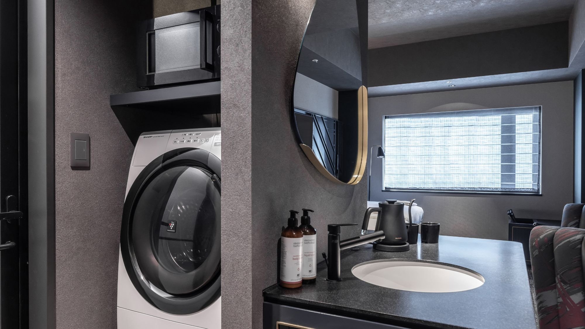 ◆Deluxe Twin｜Washer/dryer and microwave oven