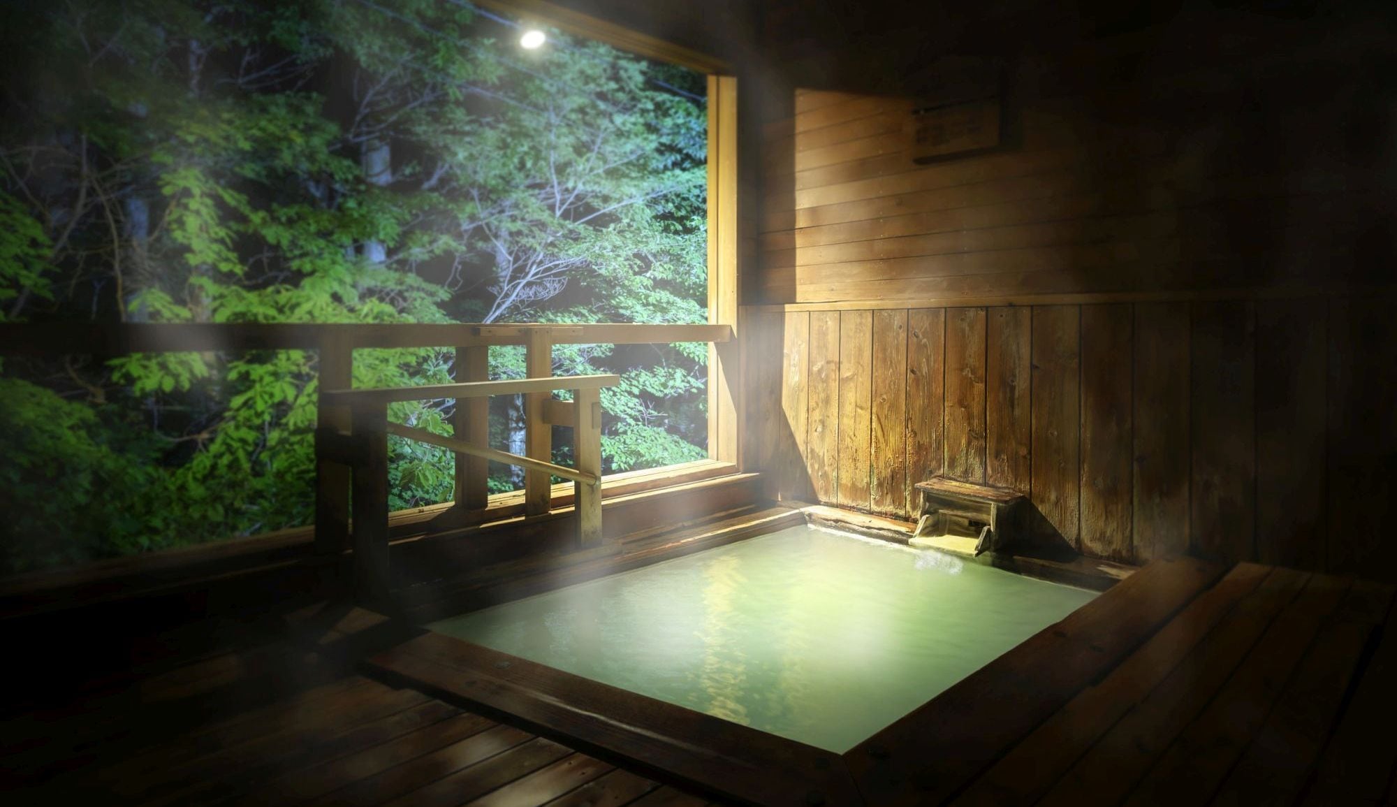 [Zao Onsen source water flowing directly from the source, Kamoshika Asobi no Yu (indoor bath)] - A wooden bathtub with a traditional hot spring atmosphere