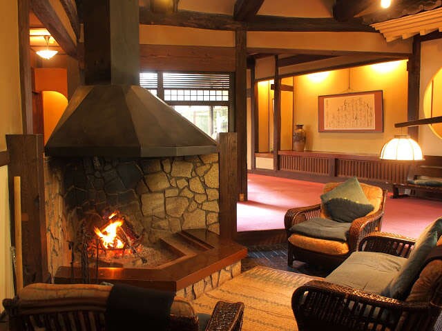 lobby with fireplace