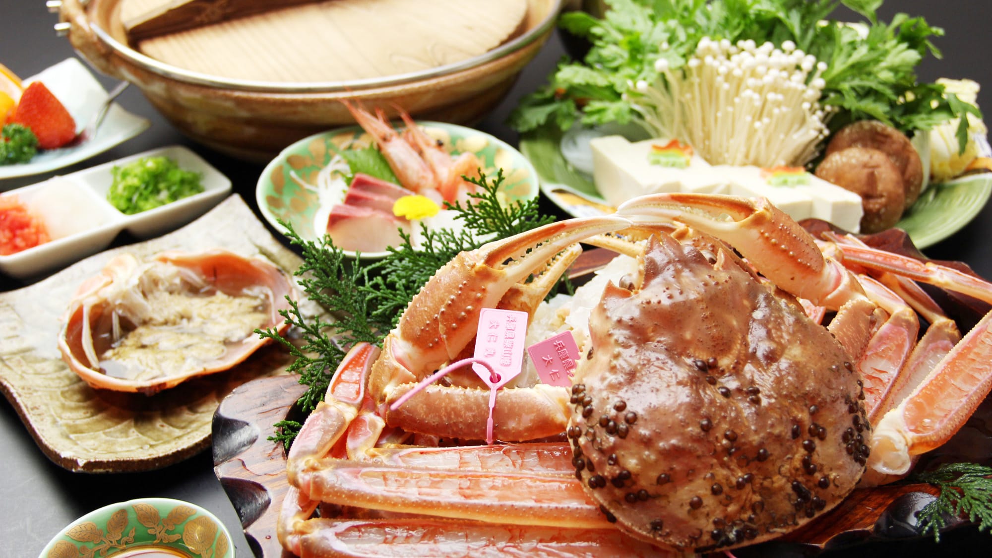 Brand live crab ☆ 100% Shibayama crab with pink tag! Crab full course
