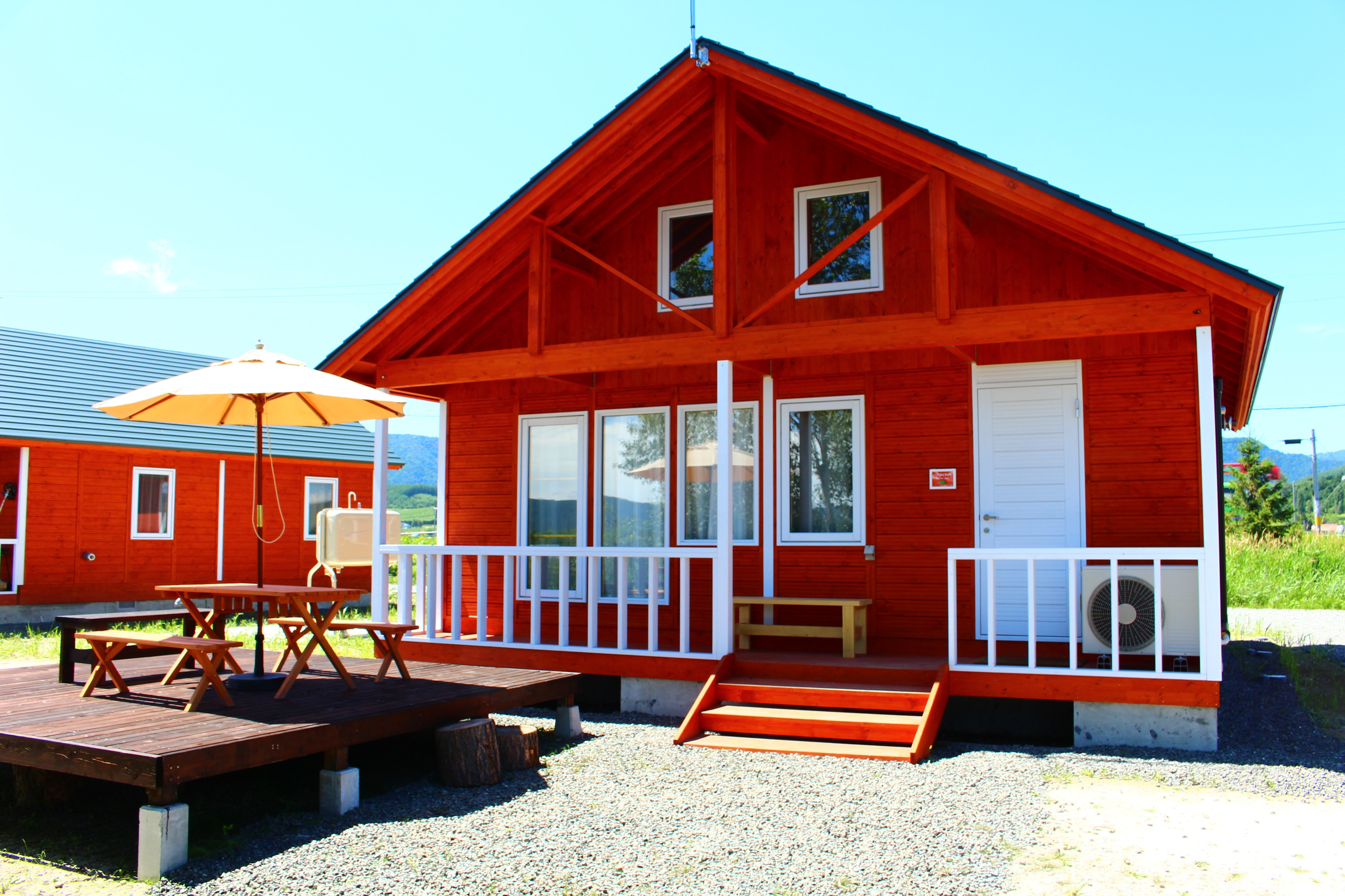Wood deck in front of the cottage