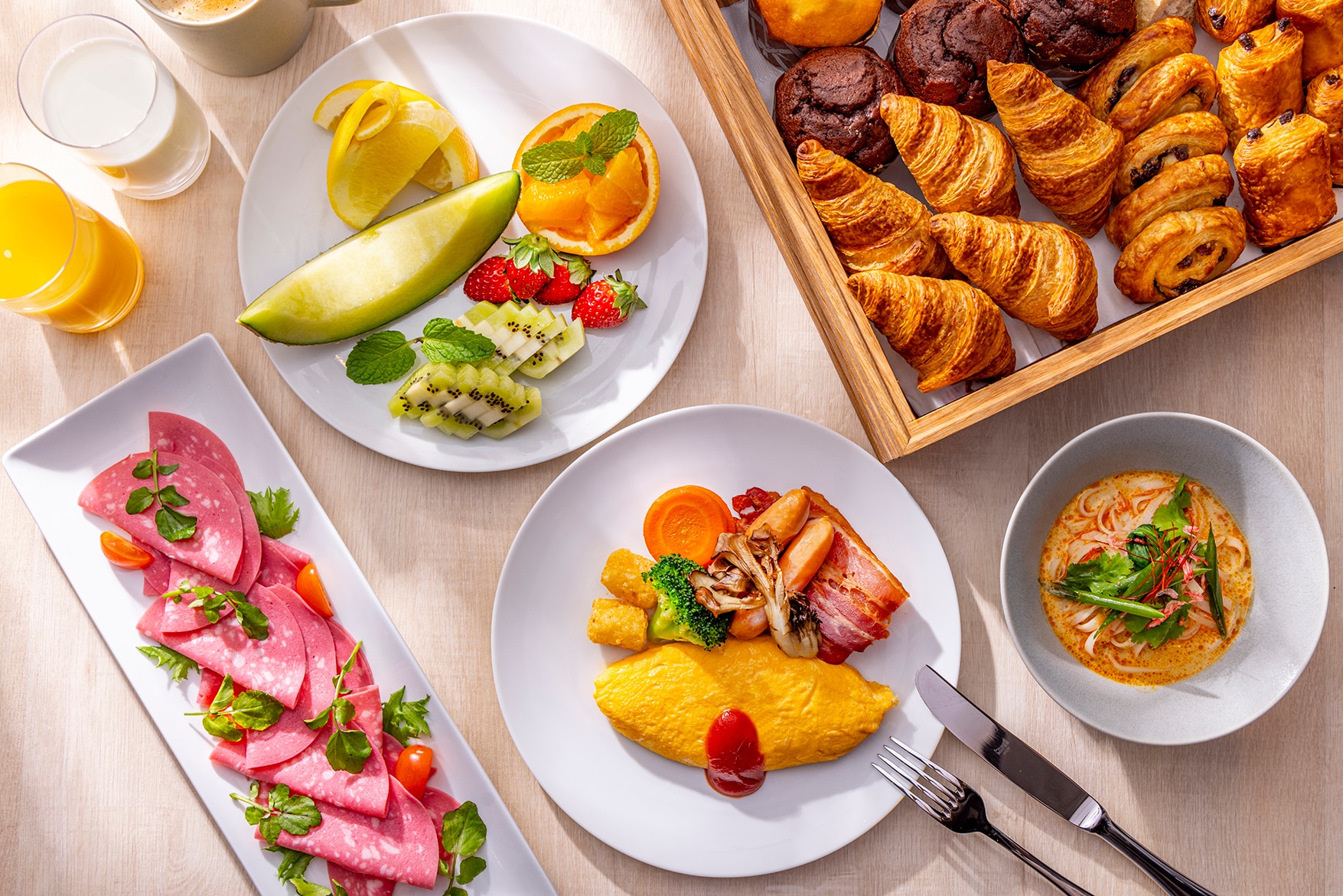 Breakfast buffet: Choose as much as you like from a menu of over 60 items