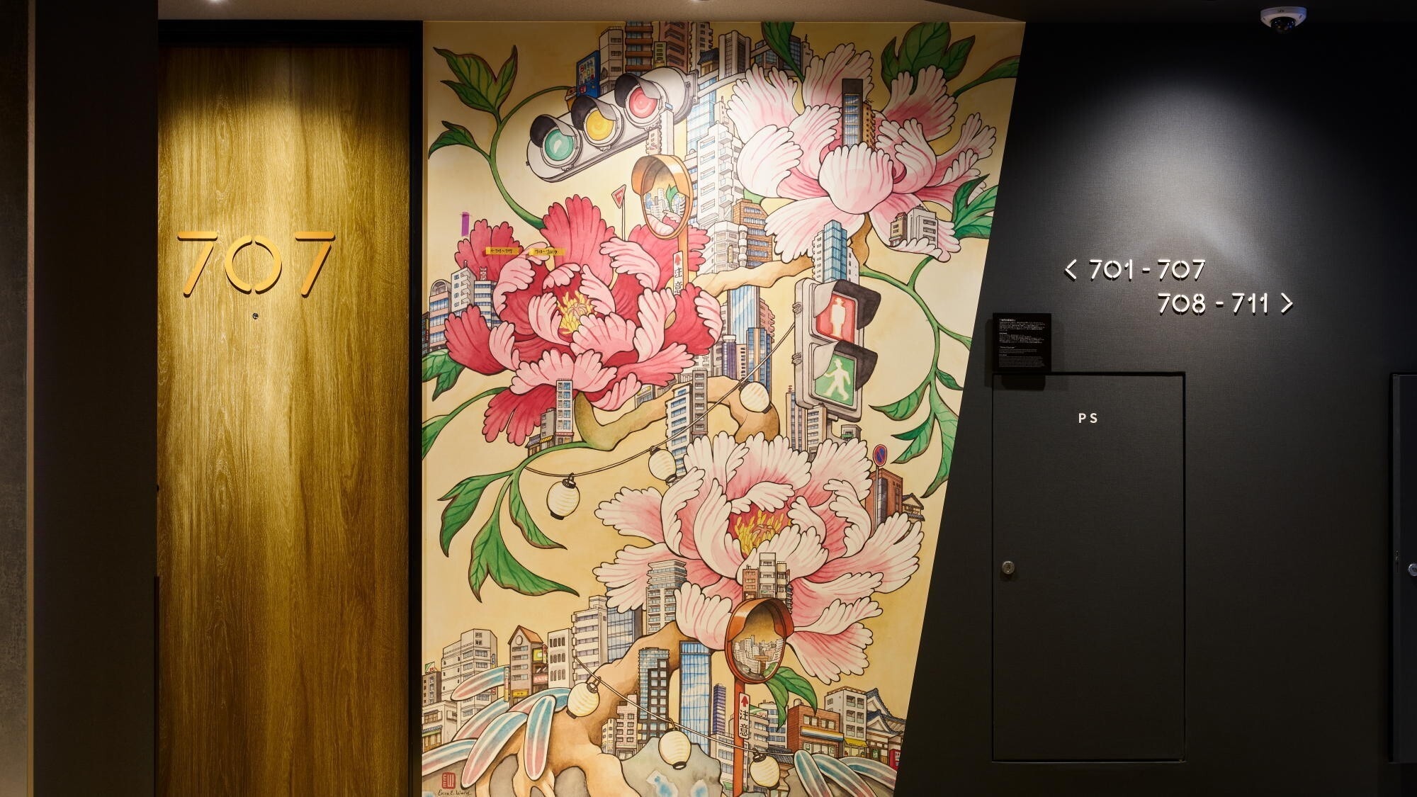 Artwork within the hotel | Guest room floor corridors