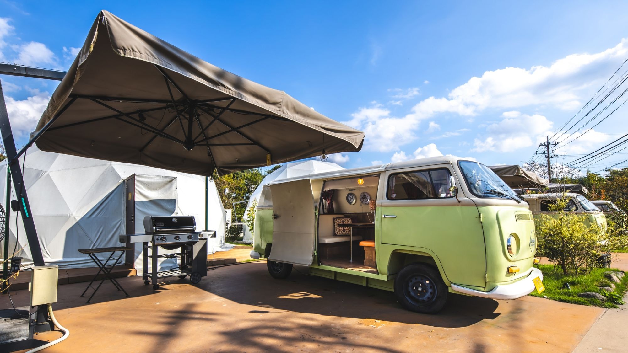 You can also dine inside the vintage bus.