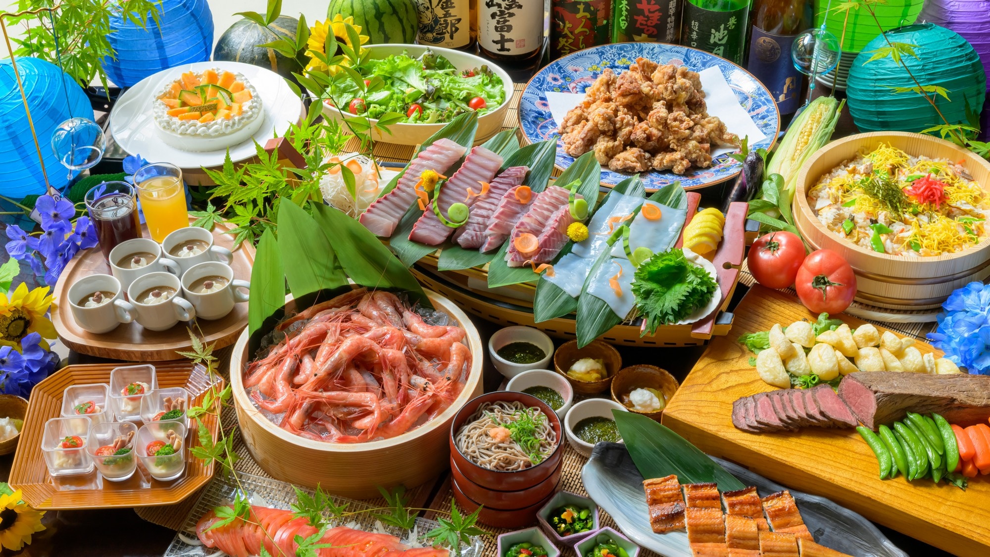 This buffet offers a wide variety of colorful Japanese and Western dishes, allowing you to enjoy as much of your favorites as you like.