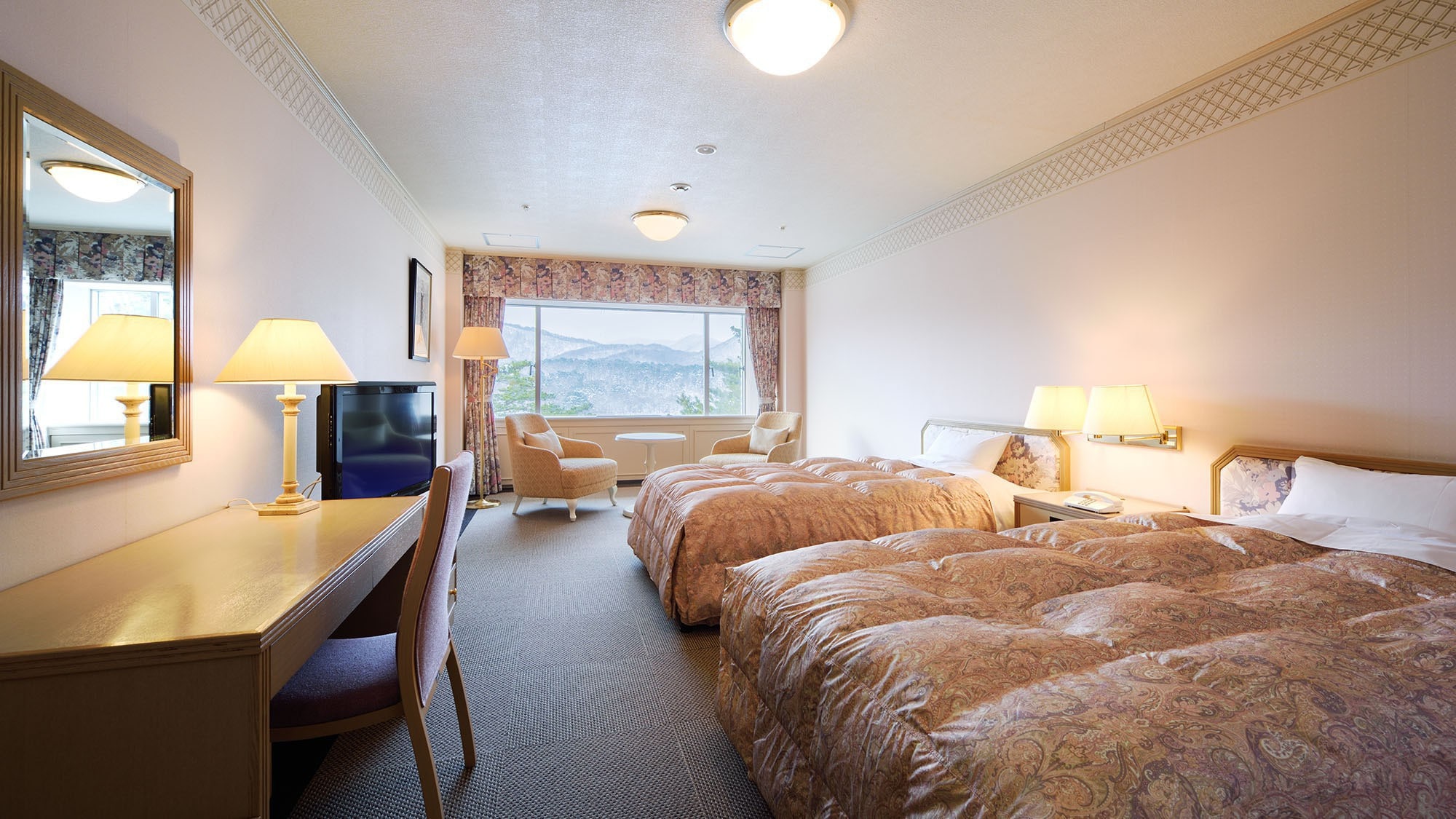 【高级双床房】41平方米。这是一间双床房，您可以在这里放松身心。