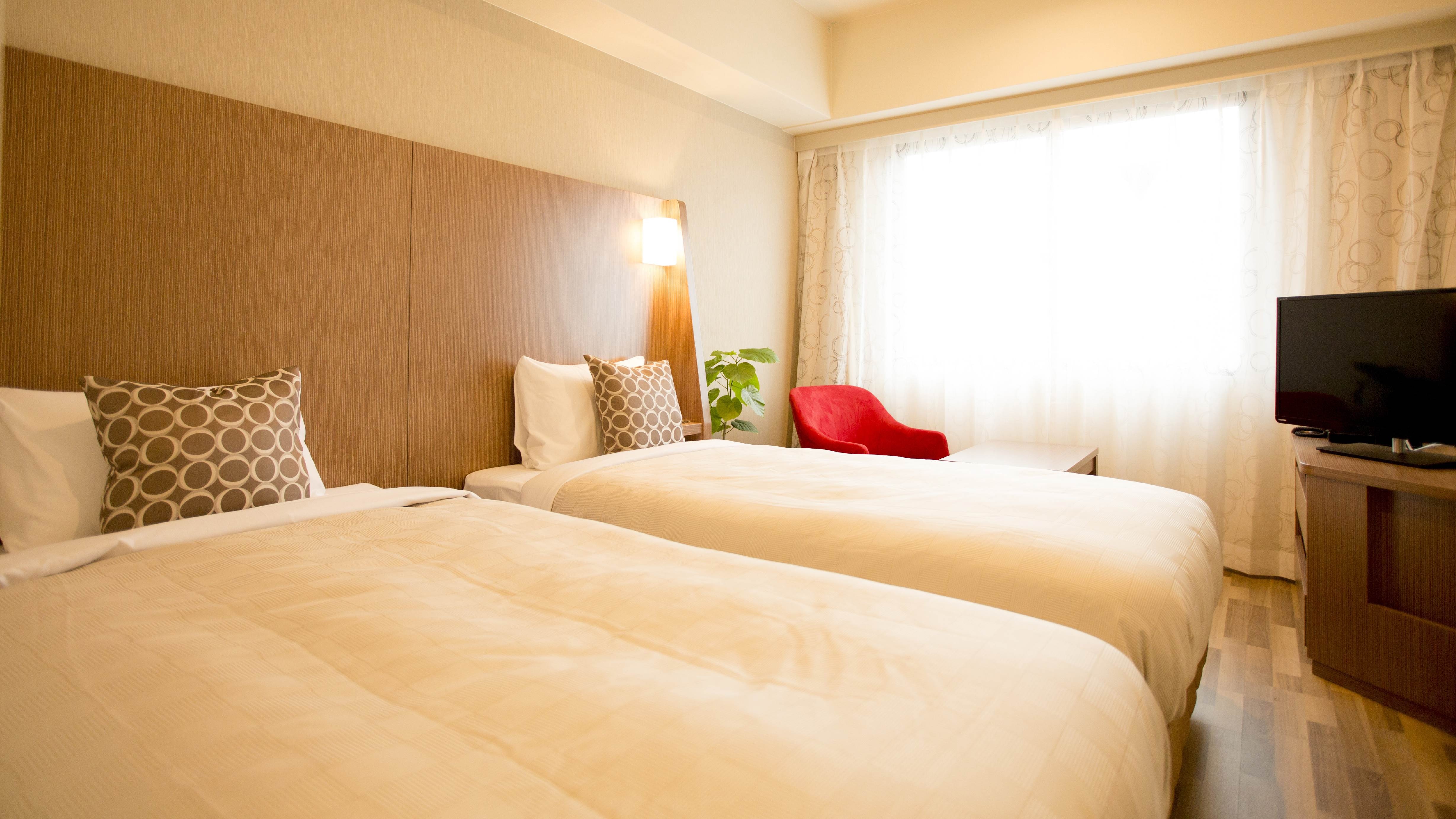 [标准双床] 19㎡ 100cm宽的床 可以放松肩膀的双床房。