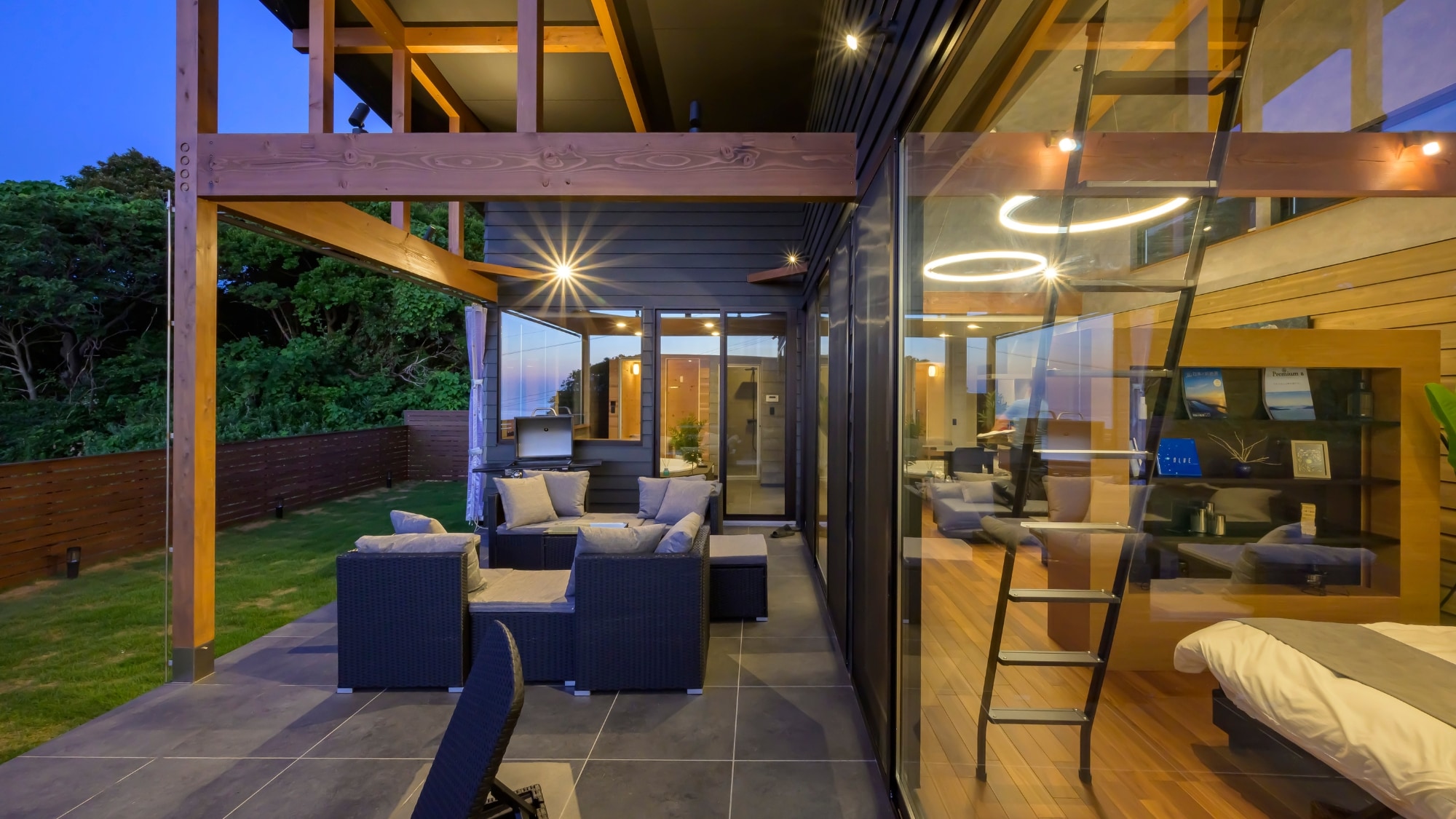 Relax in a chic room designed with the concept of a "hideaway for adults."
