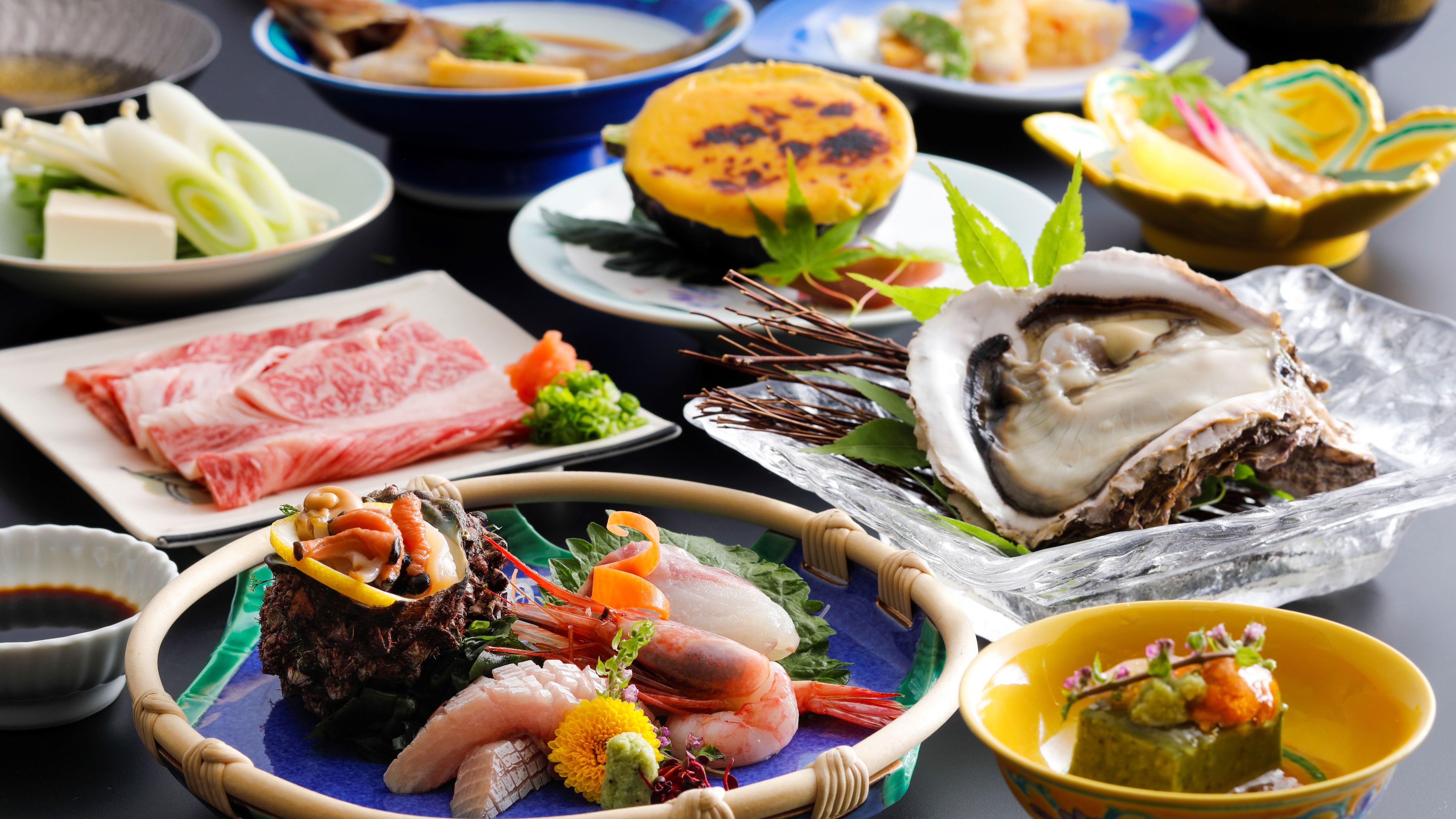 [夏季/丹後味懷石料理]享受新鮮美味的牡蠣，日本牛肉涮涮鍋和茄子味噌電樂！
